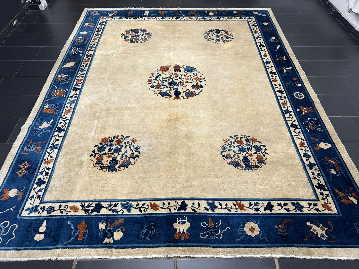Handgeknüpfter Peking Art Deco Teppich Antik 350x280 cm
