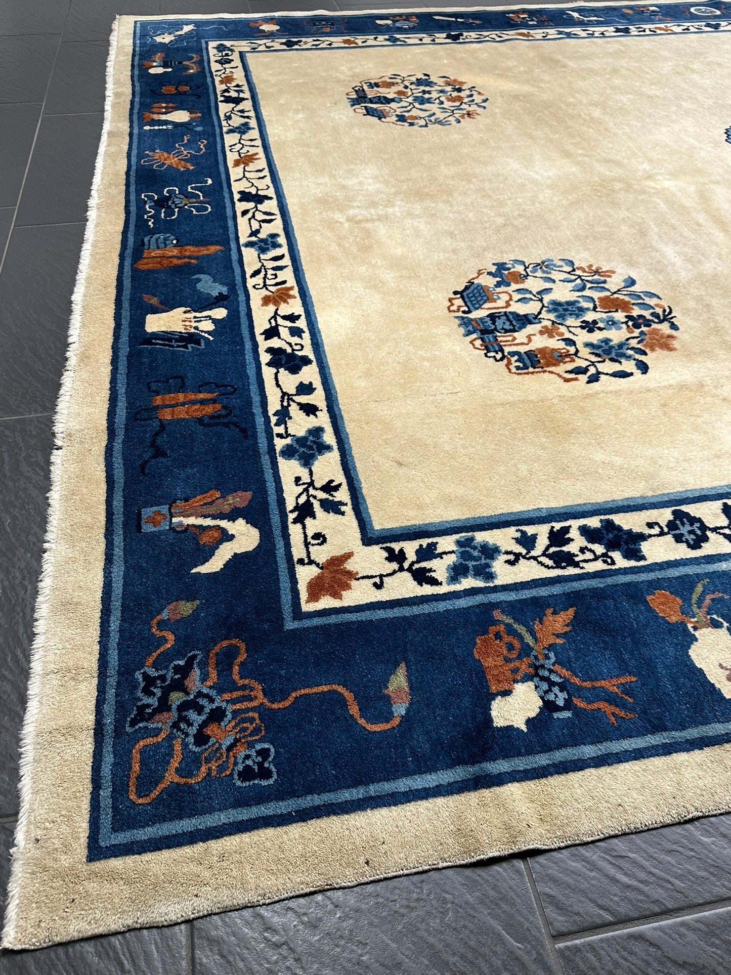 Handgeknüpfter Peking Art Deco Teppich Antik 350x280 cm