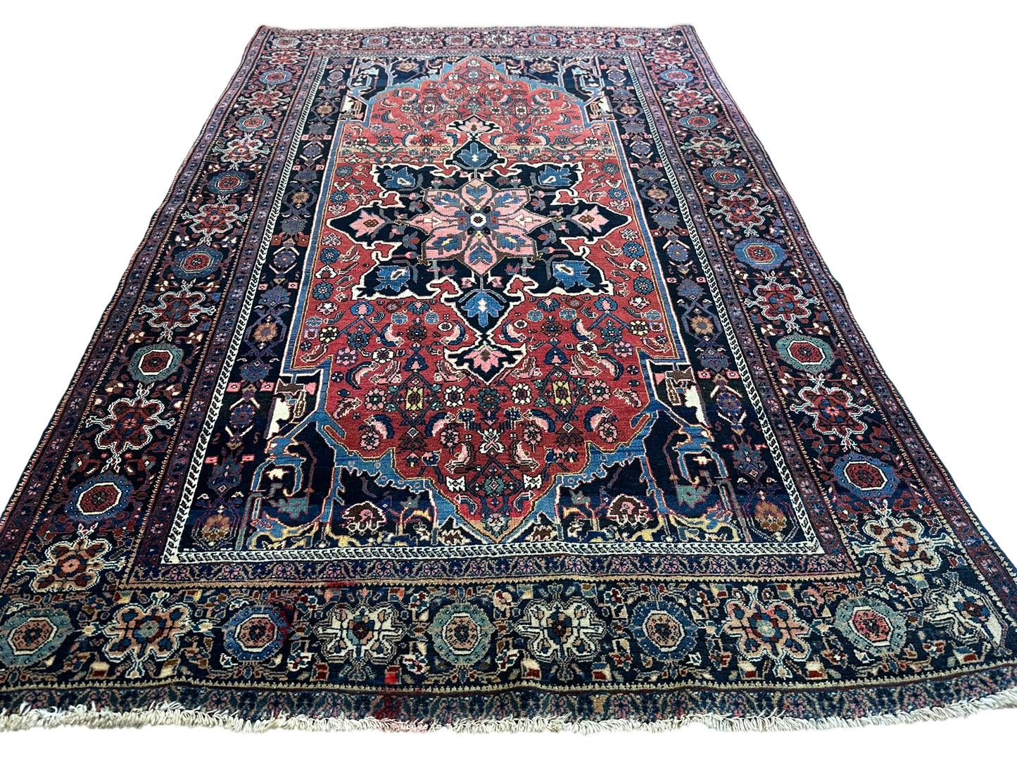Antik Orientteppich handgeknüpft Bidjar Antik Wolle 207x130 cm