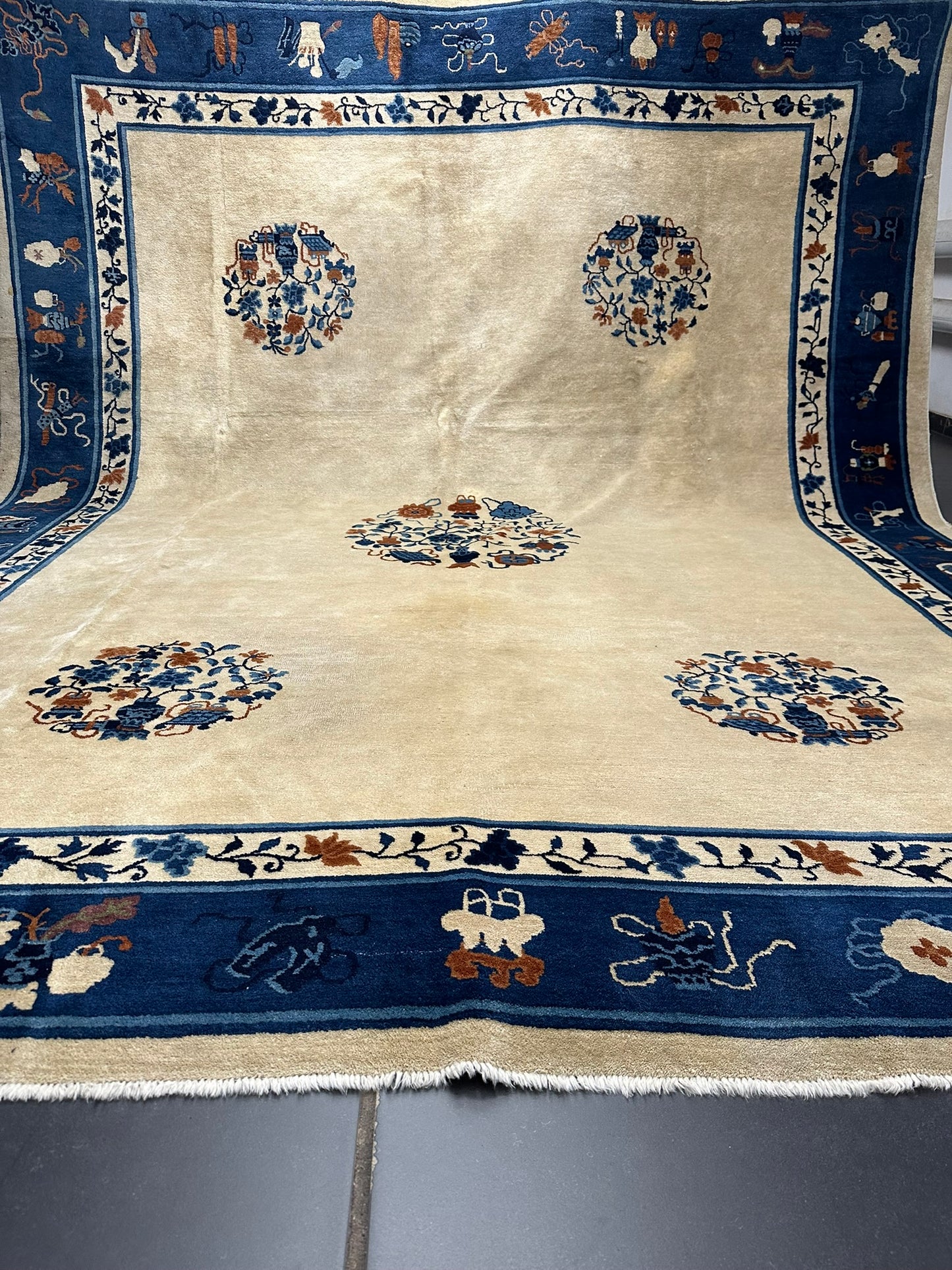 Handgeknüpfter Peking Art Deco Teppich Antik 350x280 cm