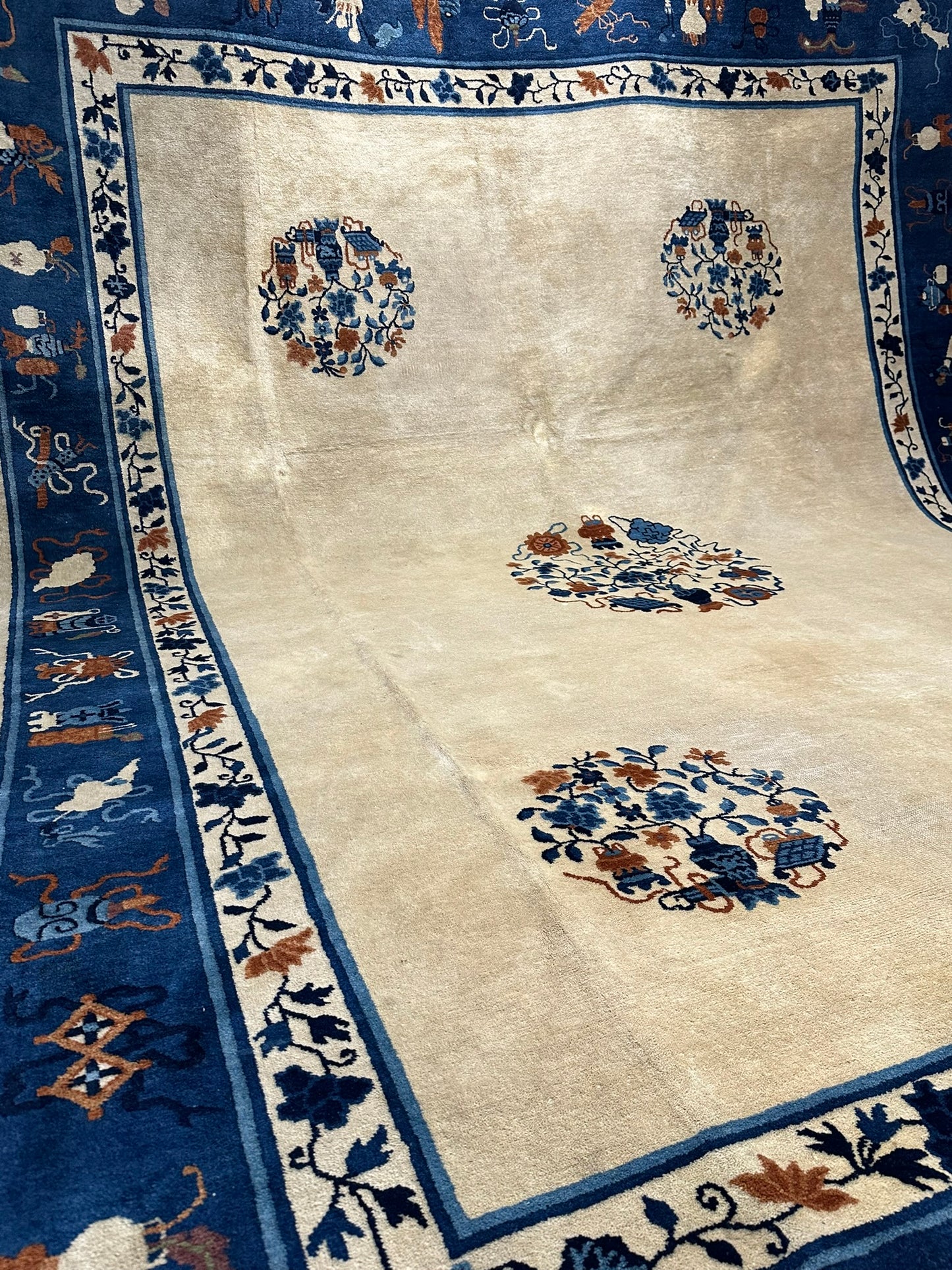 Handgeknüpfter Peking Art Deco Teppich Antik 350x280 cm