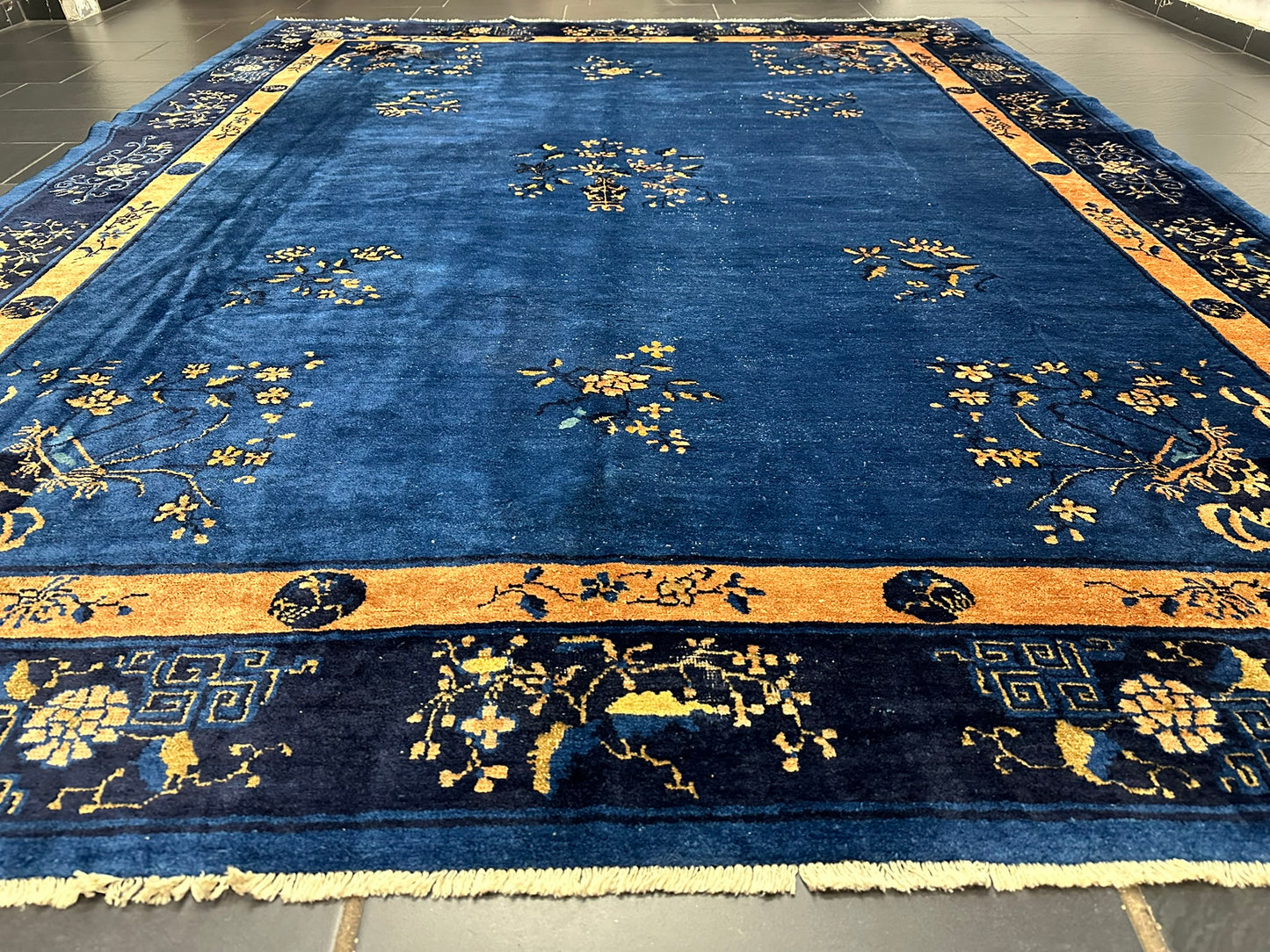 Selten Antiker Handgeknüpfter Peking Art Deco Teppich 350x274 cm