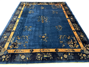 Selten Antiker Handgeknüpfter Peking Art Deco Teppich 350x274 cm