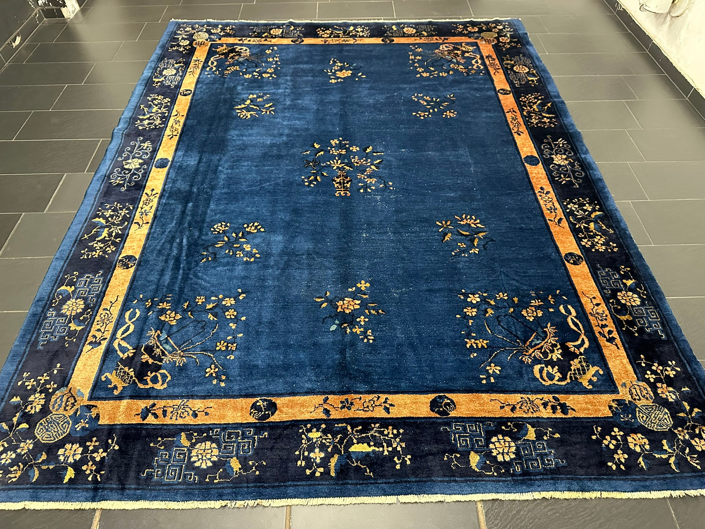 Selten Antiker Handgeknüpfter Peking Art Deco Teppich 350x274 cm