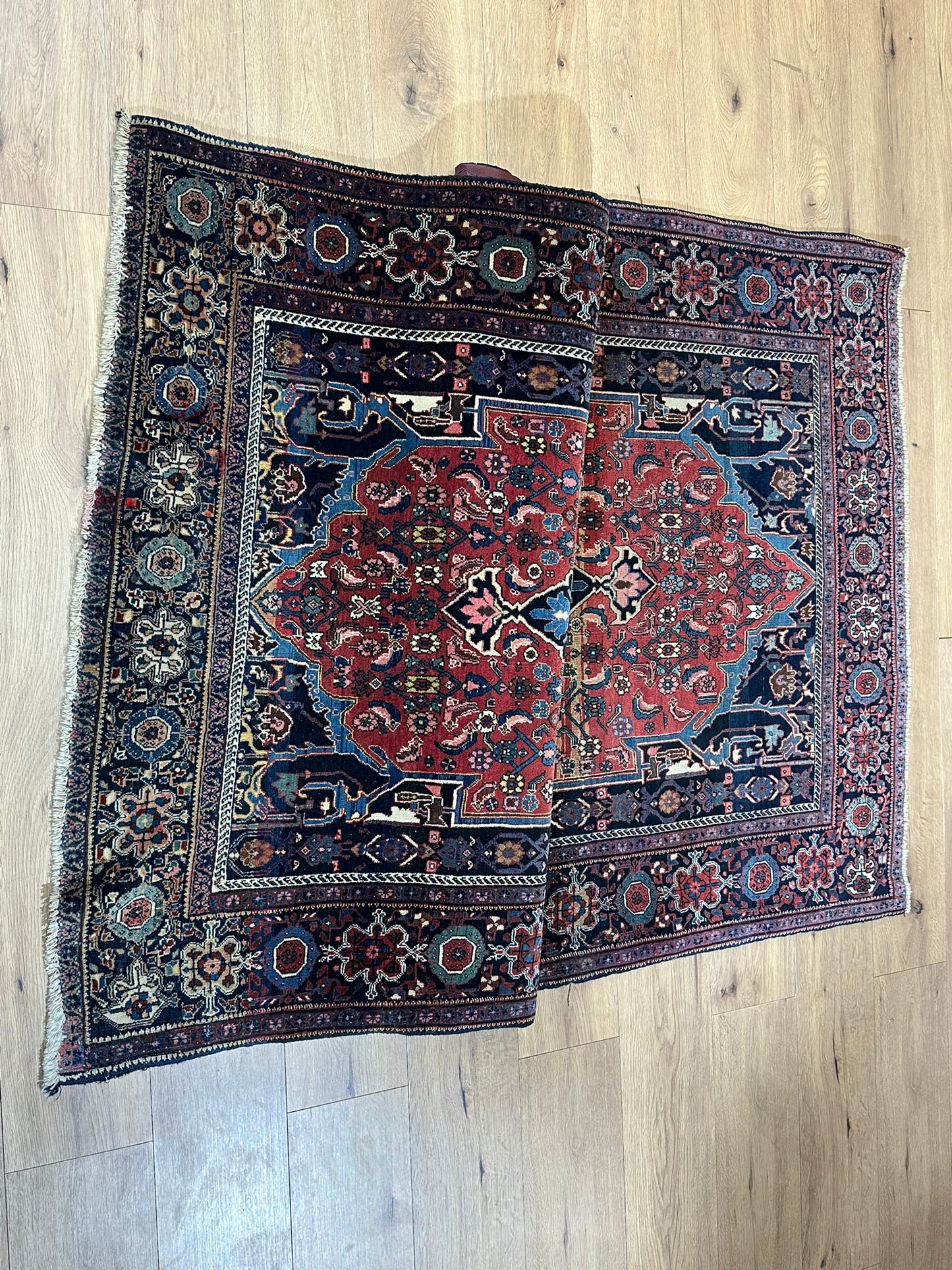 Antik Orientteppich handgeknüpft Bidjar Antik Wolle 207x130 cm
