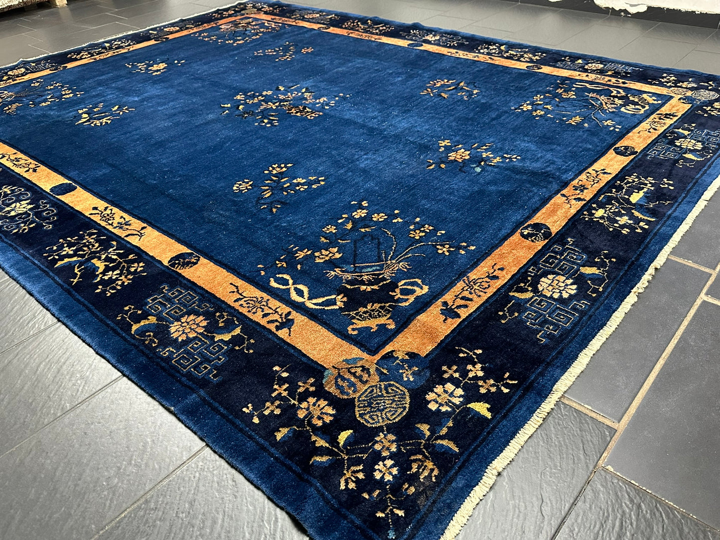 Selten Antiker Handgeknüpfter Peking Art Deco Teppich 350x274 cm