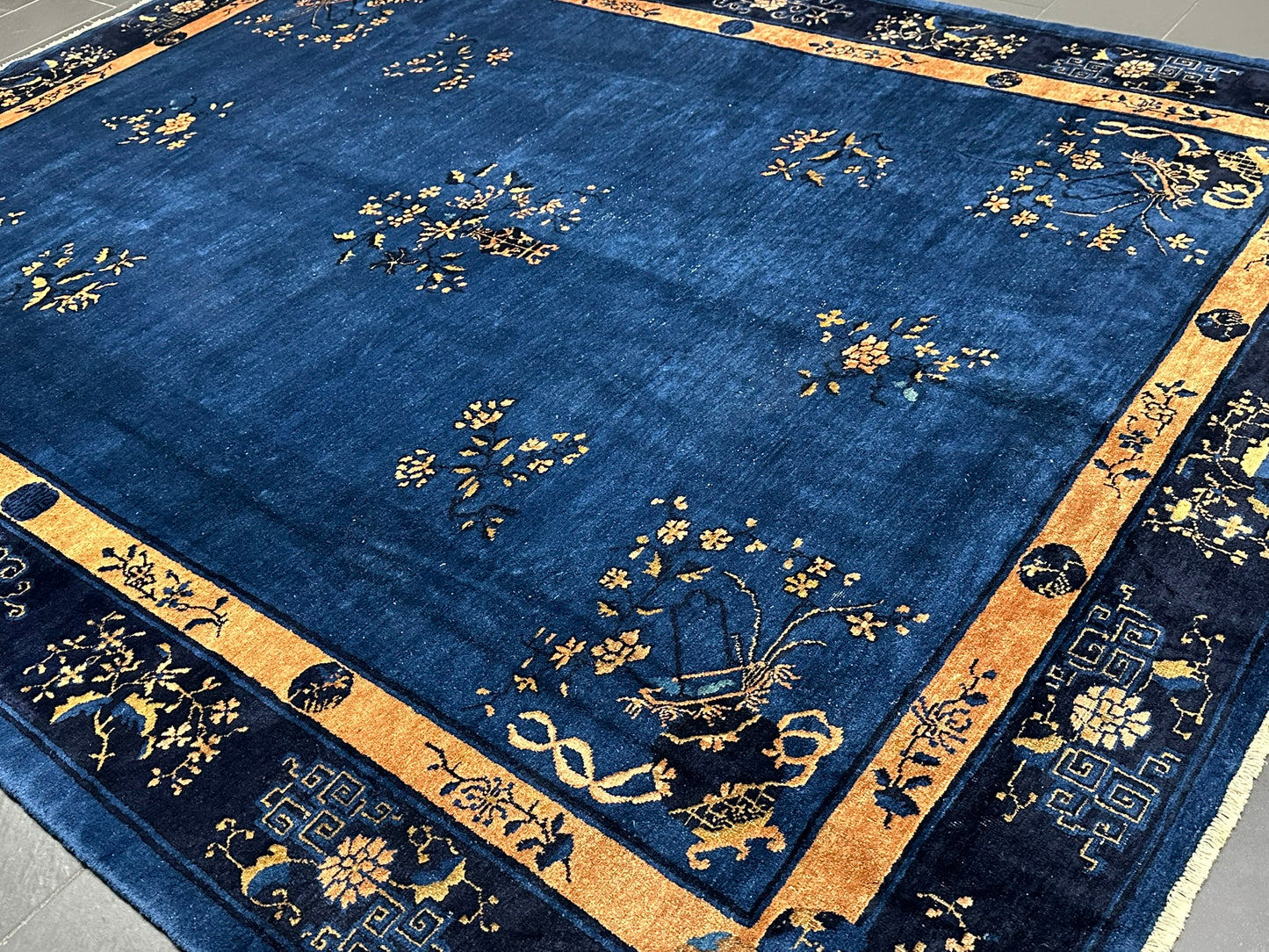 Selten Antiker Handgeknüpfter Peking Art Deco Teppich 350x274 cm