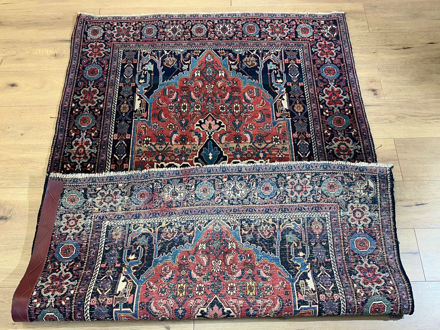 Antik Orientteppich handgeknüpft Bidjar Antik Wolle 207x130 cm