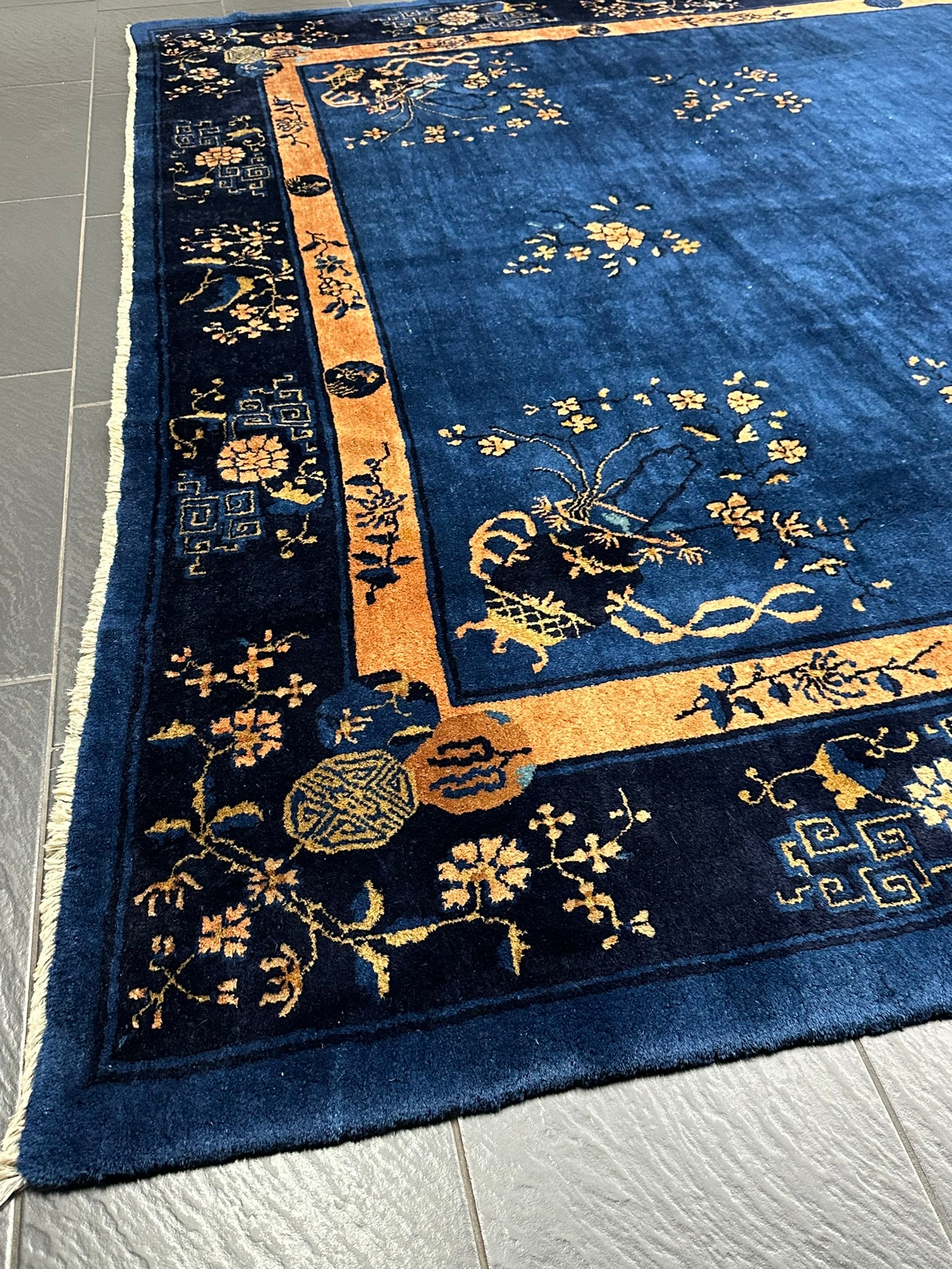Selten Antiker Handgeknüpfter Peking Art Deco Teppich 350x274 cm