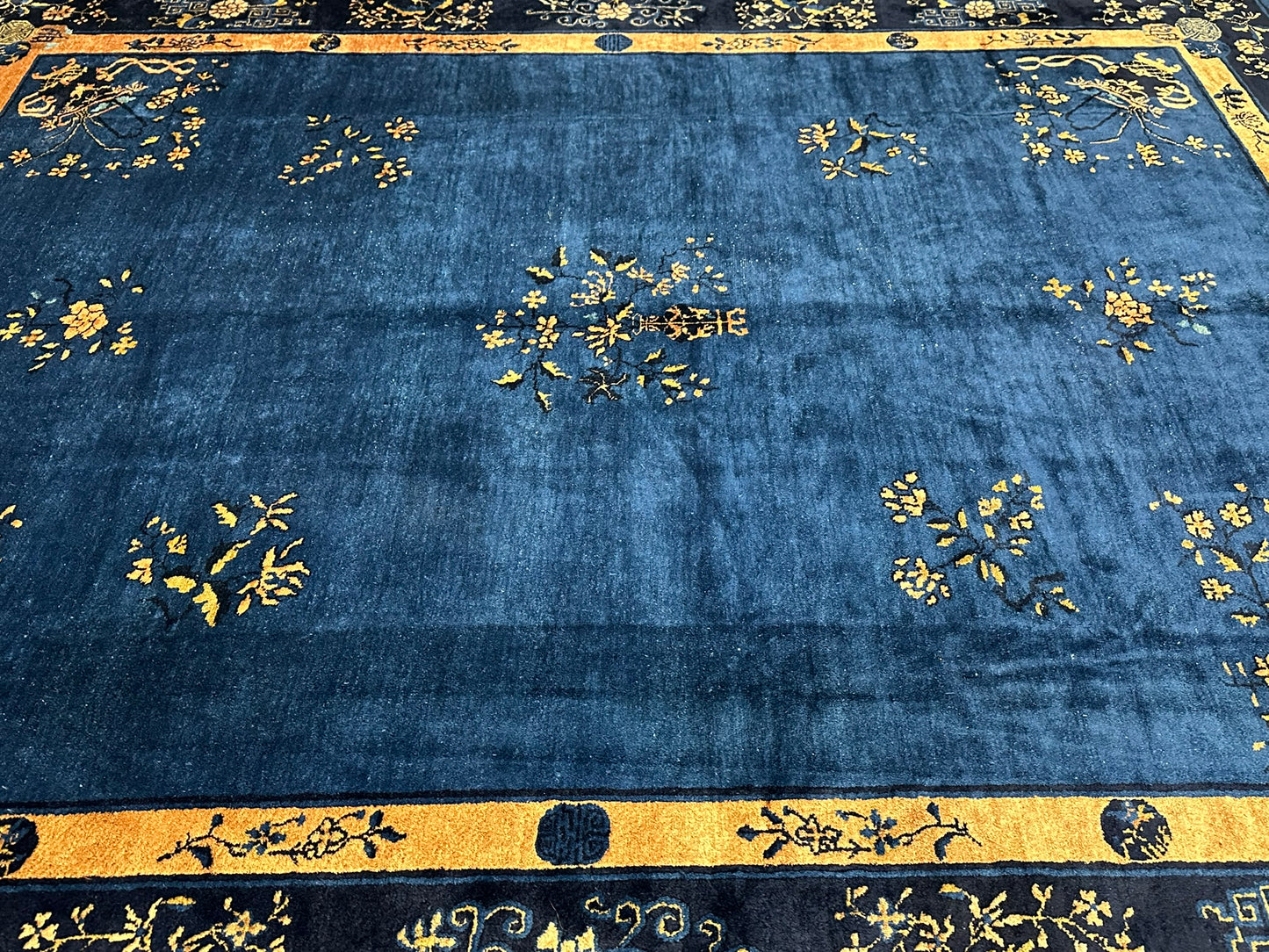 Selten Antiker Handgeknüpfter Peking Art Deco Teppich 350x274 cm