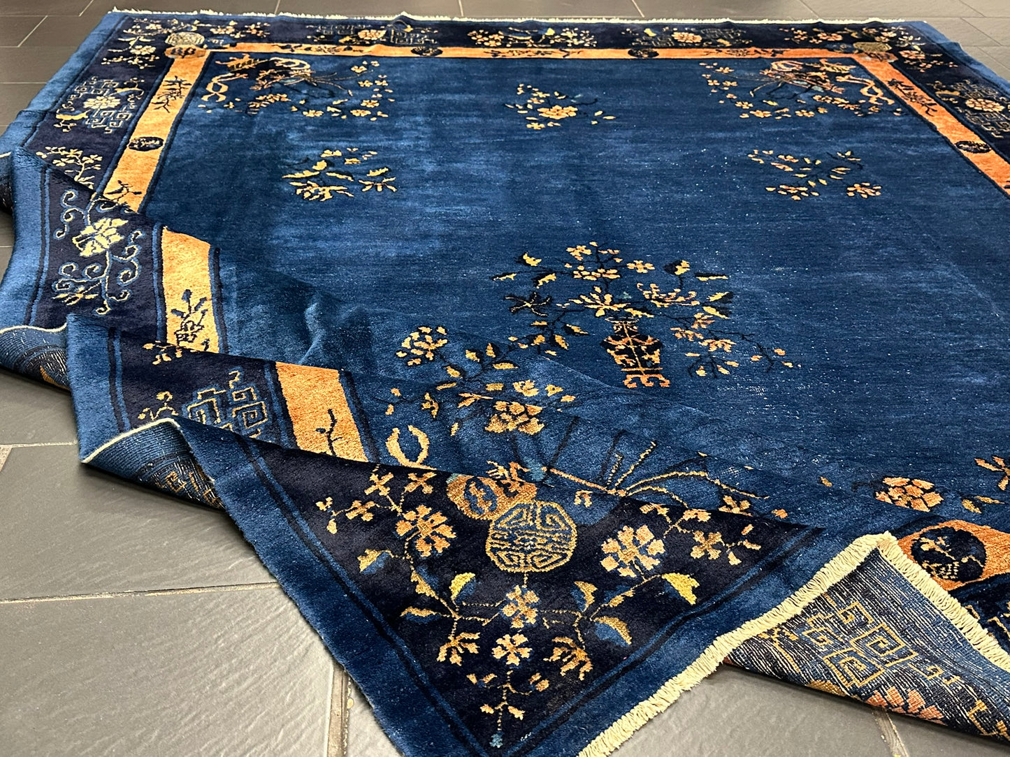 Selten Antiker Handgeknüpfter Peking Art Deco Teppich 350x274 cm