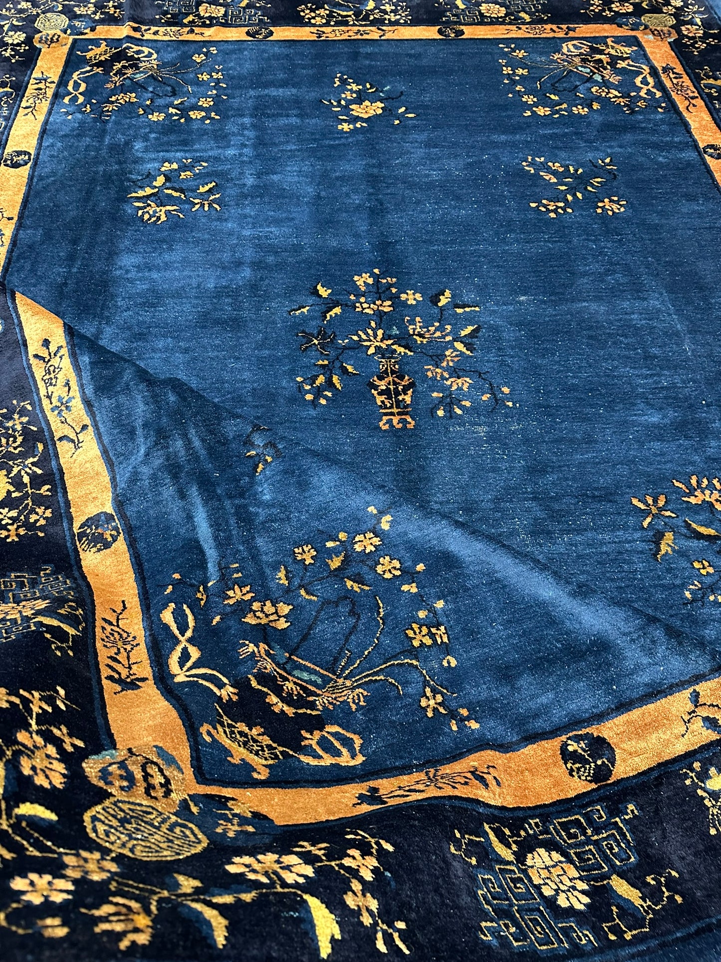 Selten Antiker Handgeknüpfter Peking Art Deco Teppich 350x274 cm