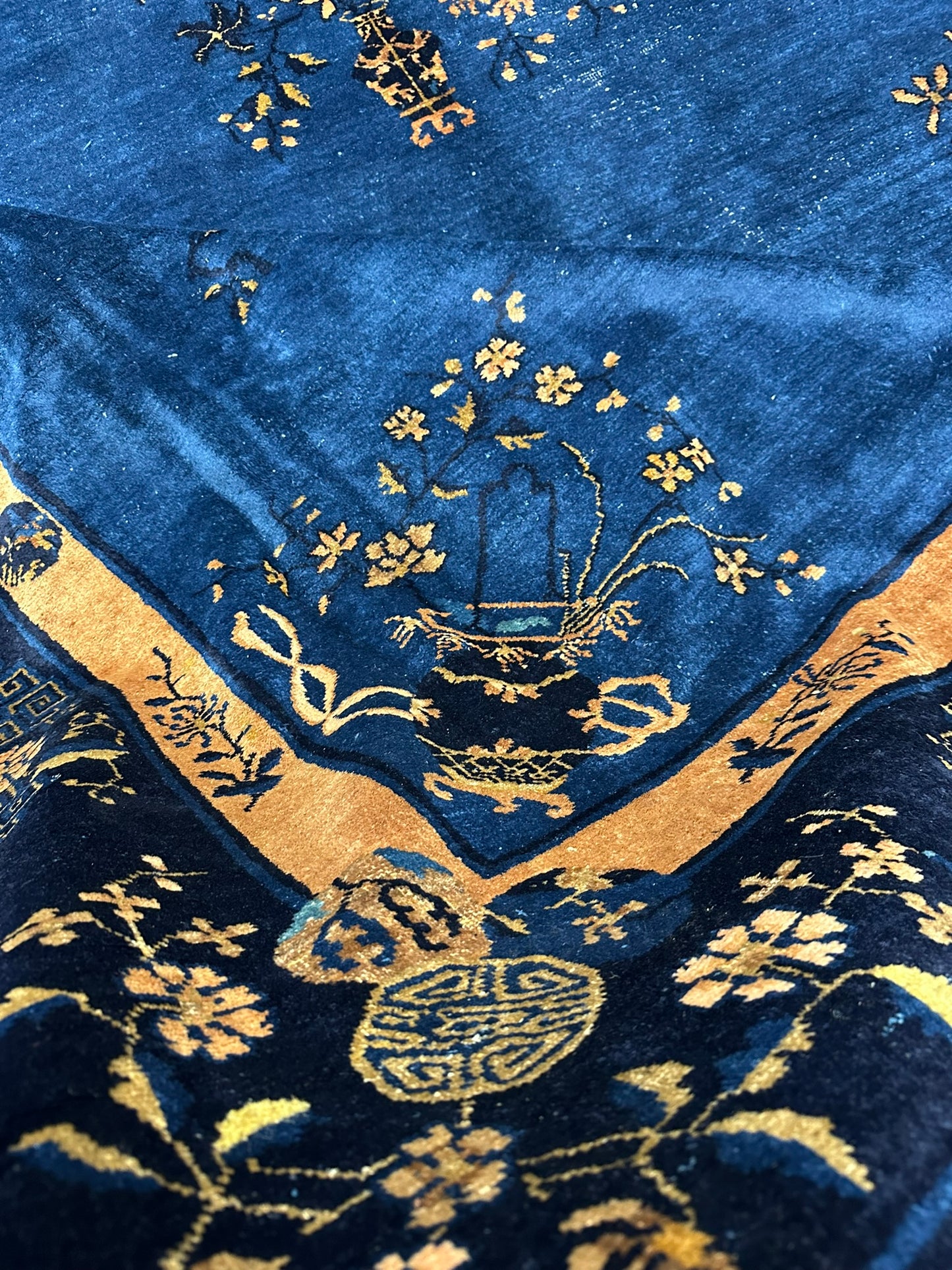Selten Antiker Handgeknüpfter Peking Art Deco Teppich 350x274 cm