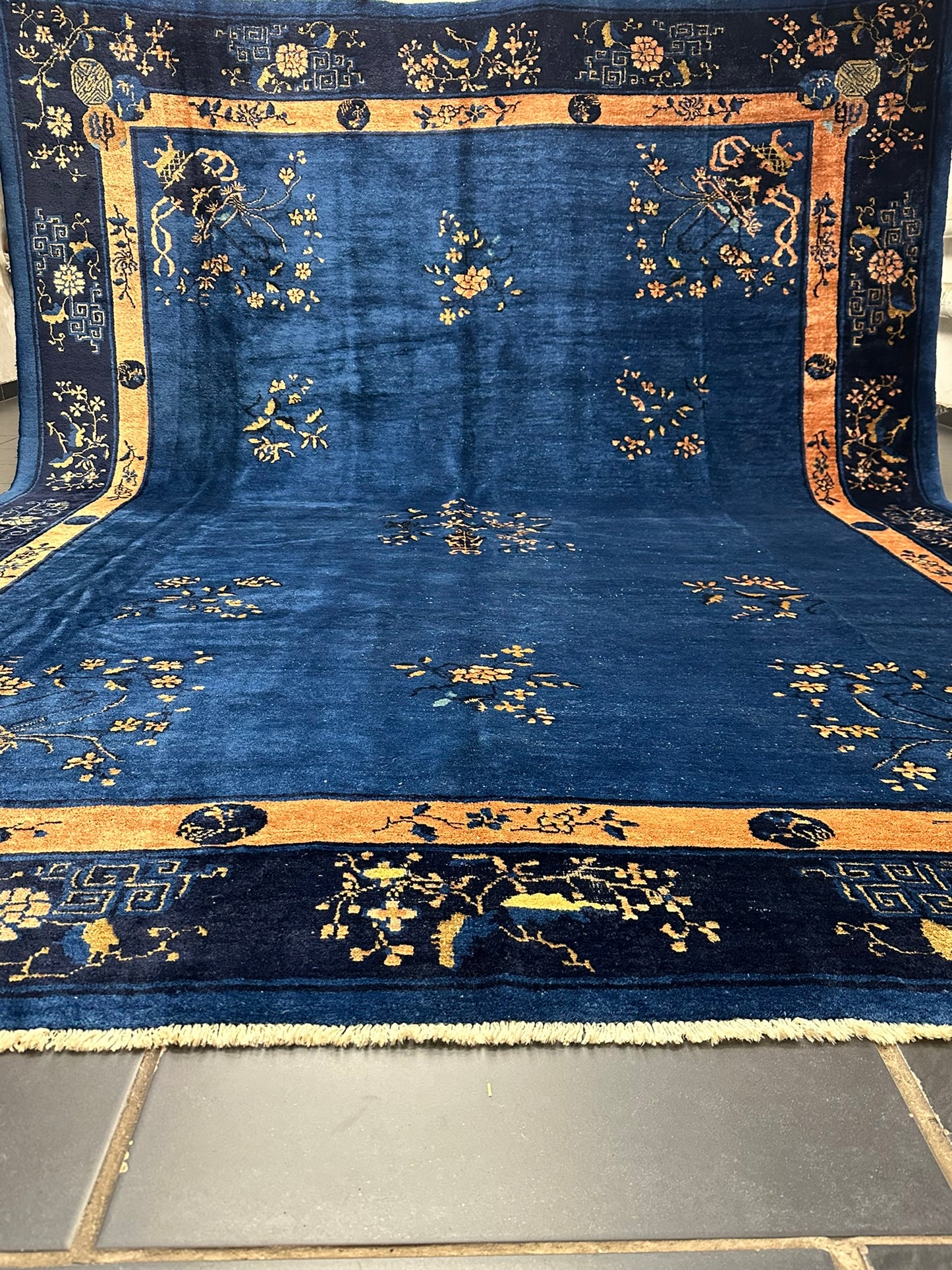 Selten Antiker Handgeknüpfter Peking Art Deco Teppich 350x274 cm