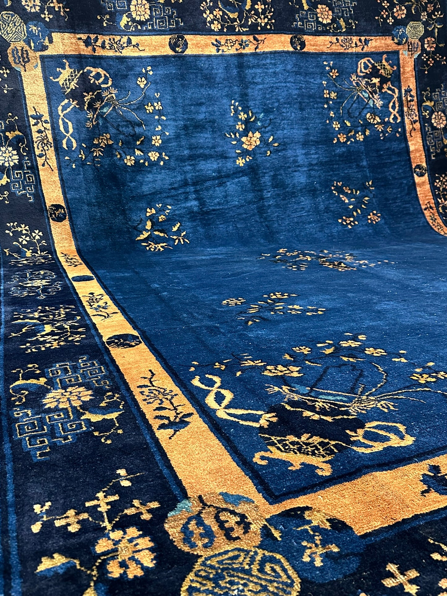 Selten Antiker Handgeknüpfter Peking Art Deco Teppich 350x274 cm