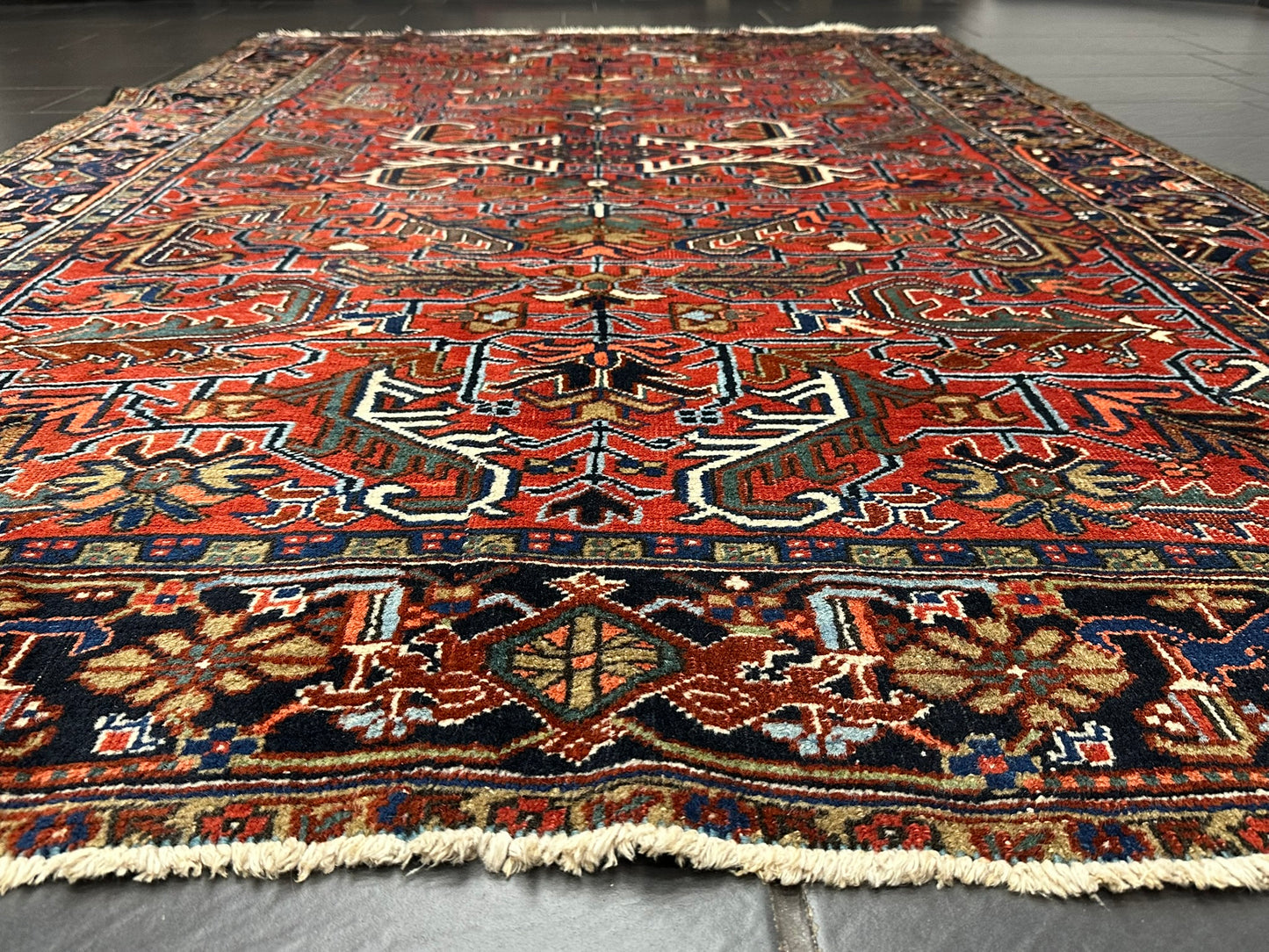 Handgeknüpfter Heriz Teppich Naturfarben Antik 292x190 cm