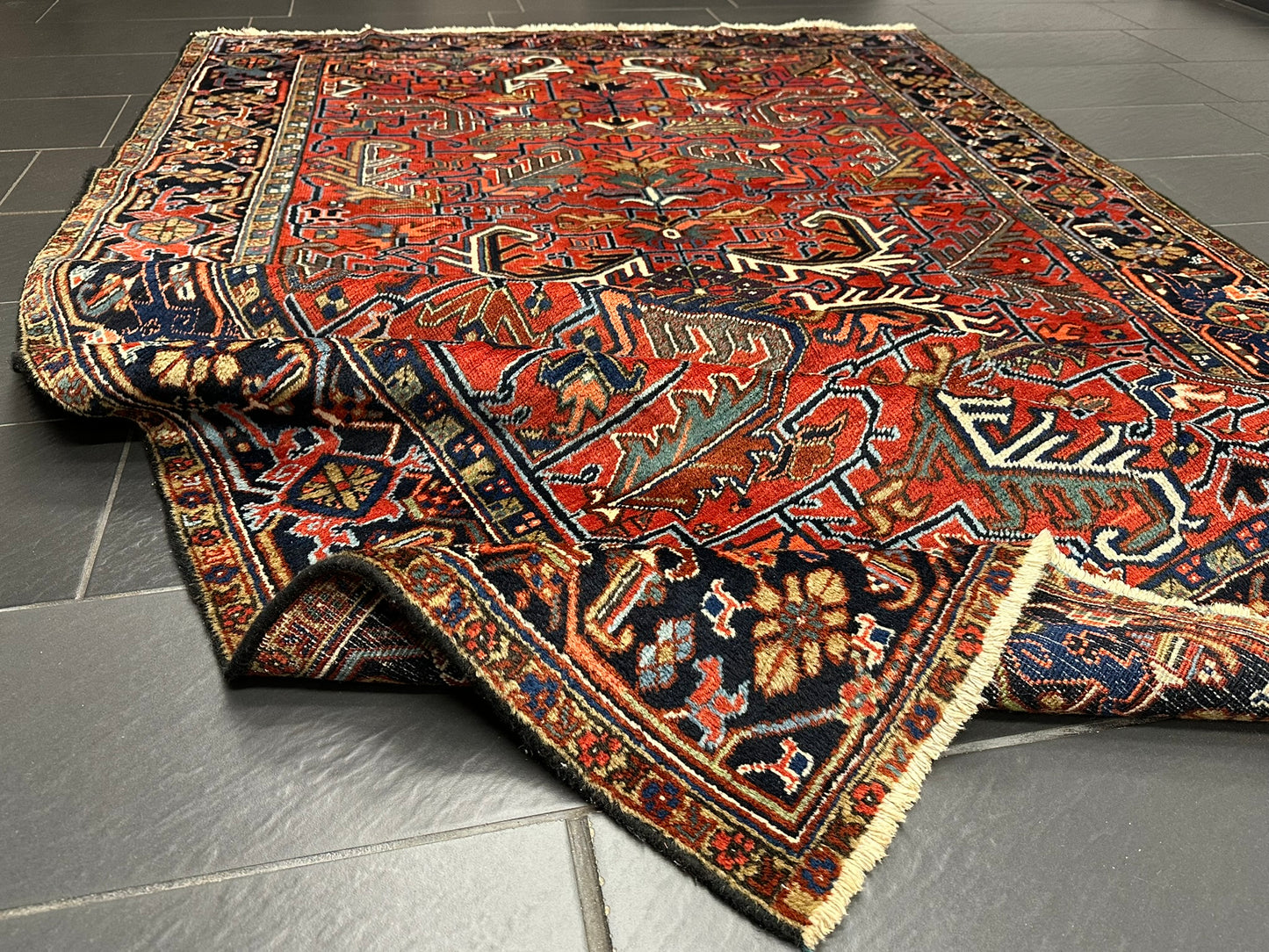 Handgeknüpfter Heriz Teppich Naturfarben Antik 292x190 cm
