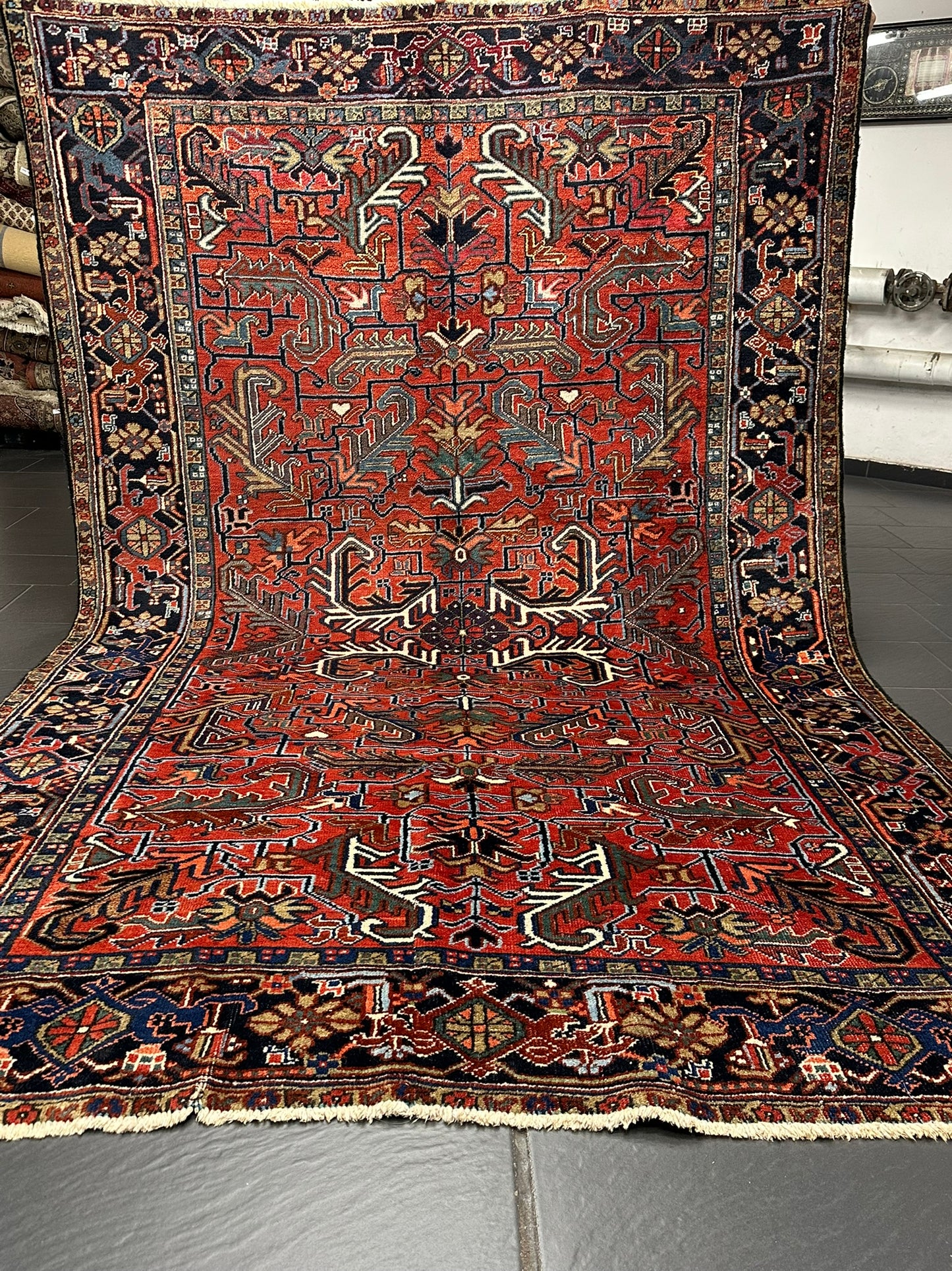 Handgeknüpfter Heriz Teppich Naturfarben Antik 292x190 cm