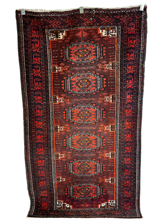 Orientteppich handgeknüpft Belutsch Wolle 200x112 cm