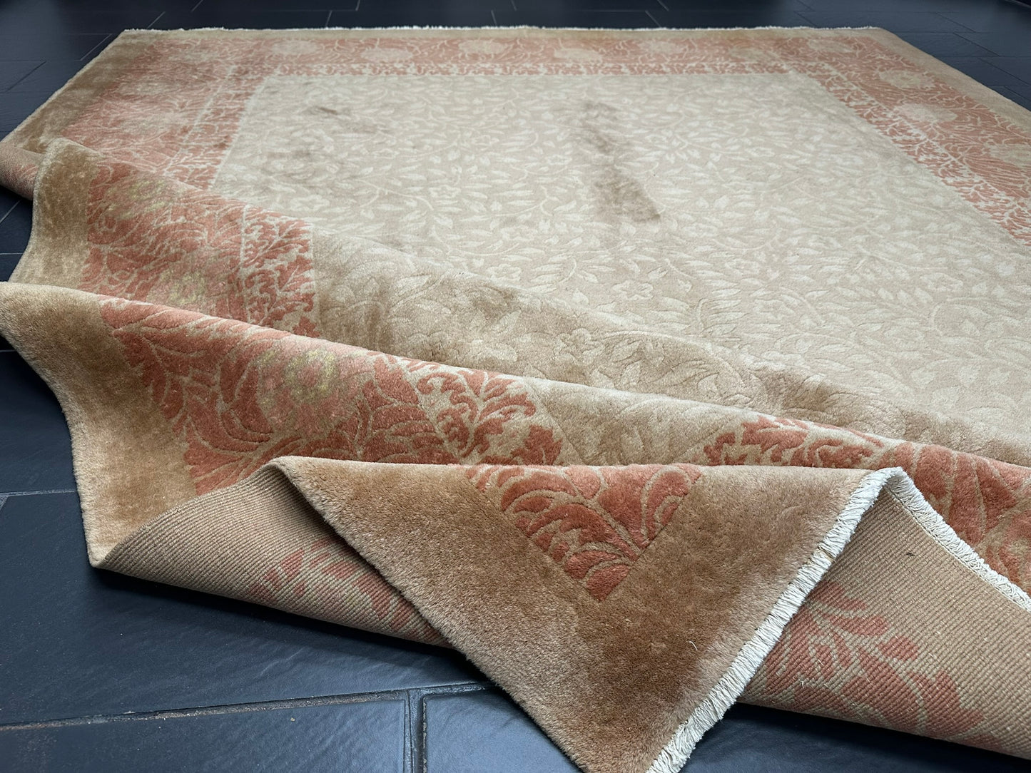 Semi Antik Handgeknüpfter China Teppich Art Deco 356x272 cm