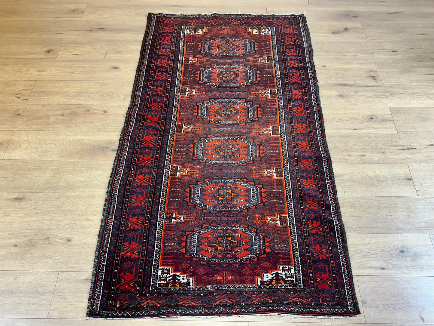 Orientteppich handgeknüpft Belutsch Wolle 200x112 cm