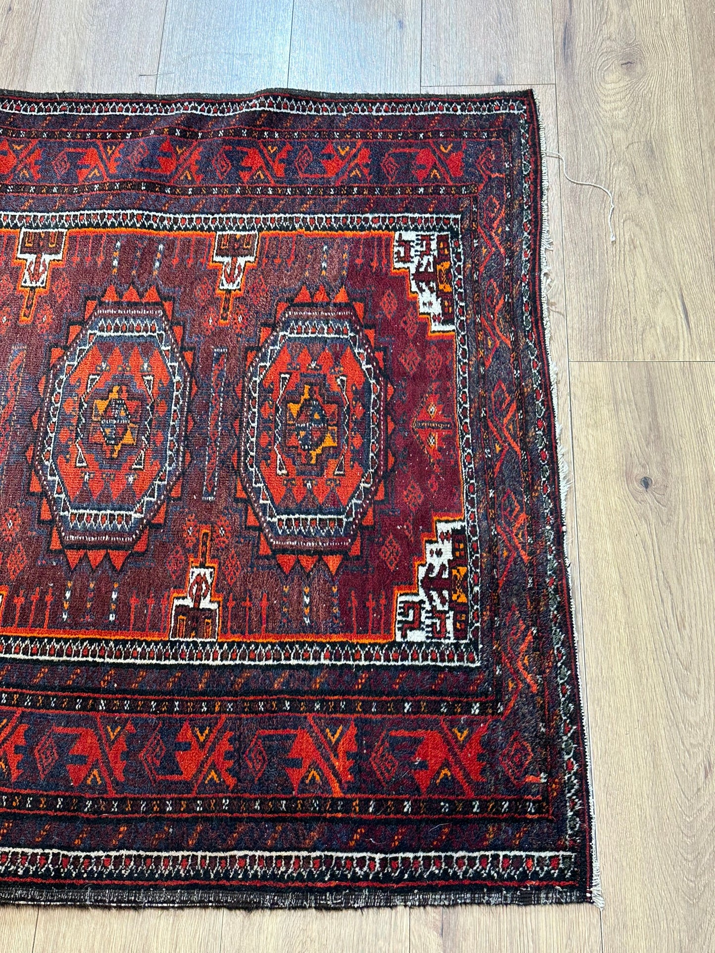 Orientteppich handgeknüpft Belutsch Wolle 200x112 cm