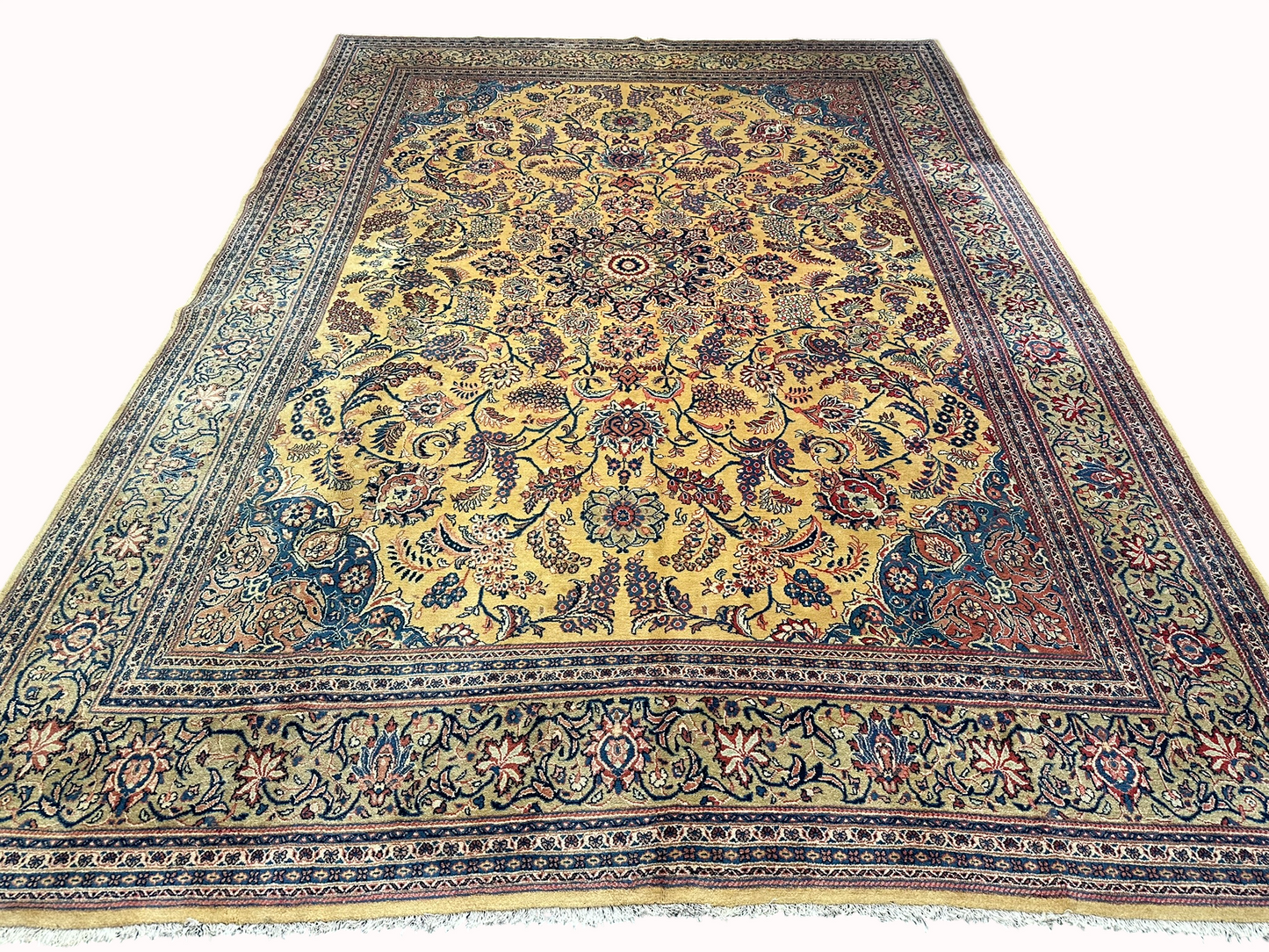 Handgeknüpfter Semi Antiker Teppich Sarouqh 420x300 cm – Naturfarben