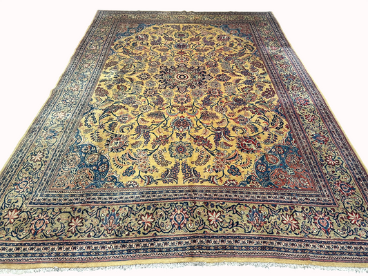 Handgeknüpfter Semi Antiker Teppich Sarouqh 420x300 cm – Naturfarben