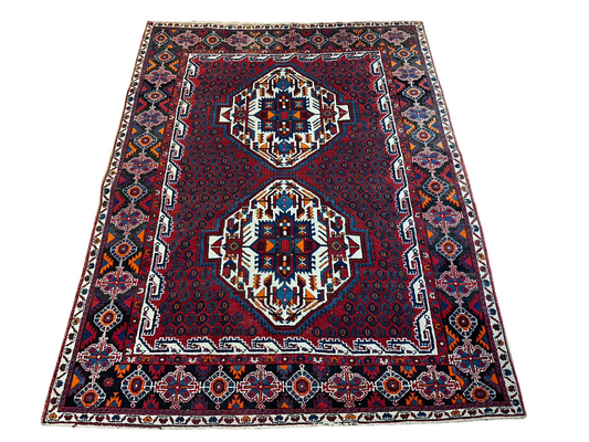 Orientteppich handgeknüpft Afschari Wolle Naturfarben 208x155 cm
