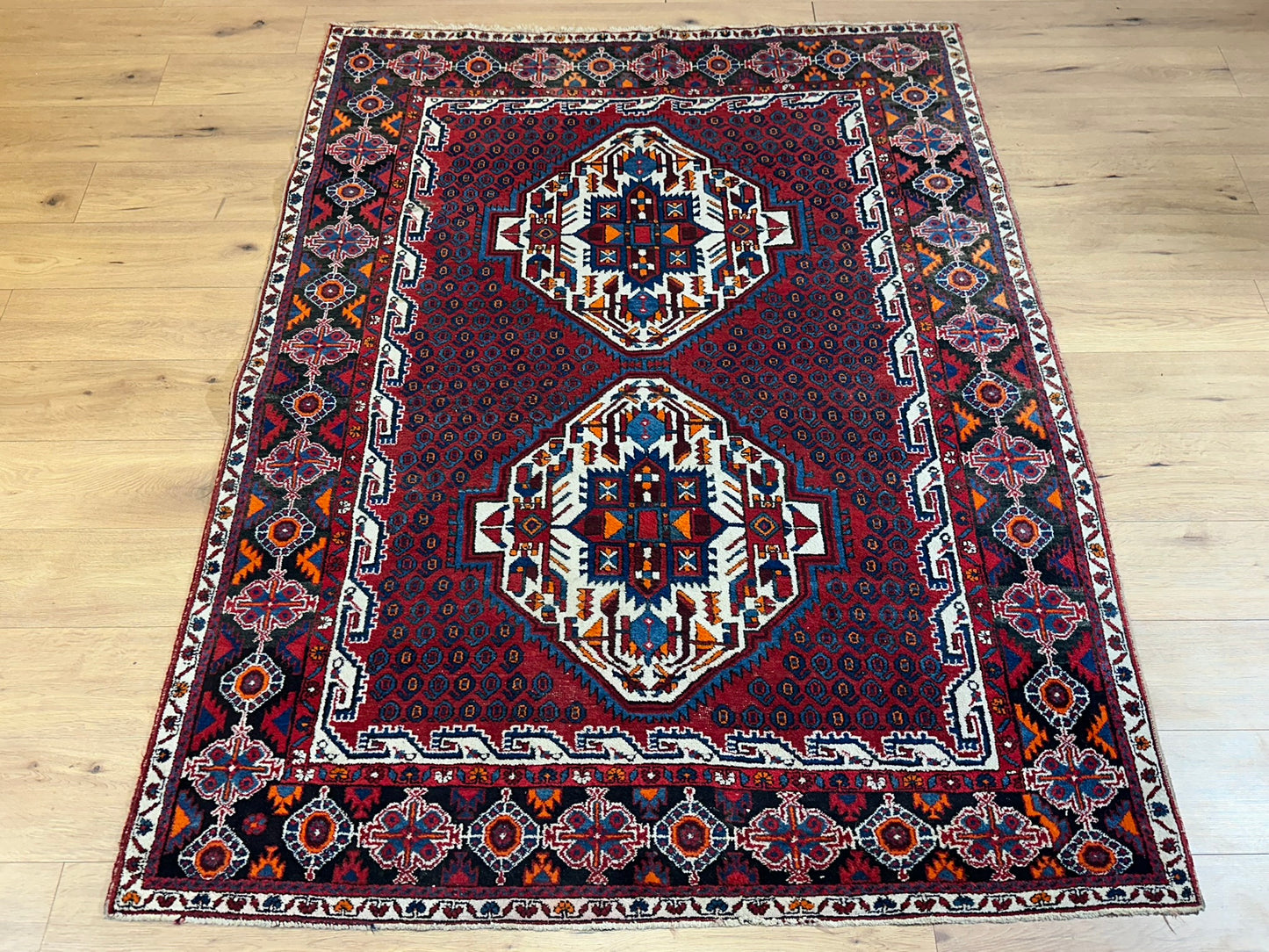 Orientteppich handgeknüpft Afschari Wolle Naturfarben 208x155 cm