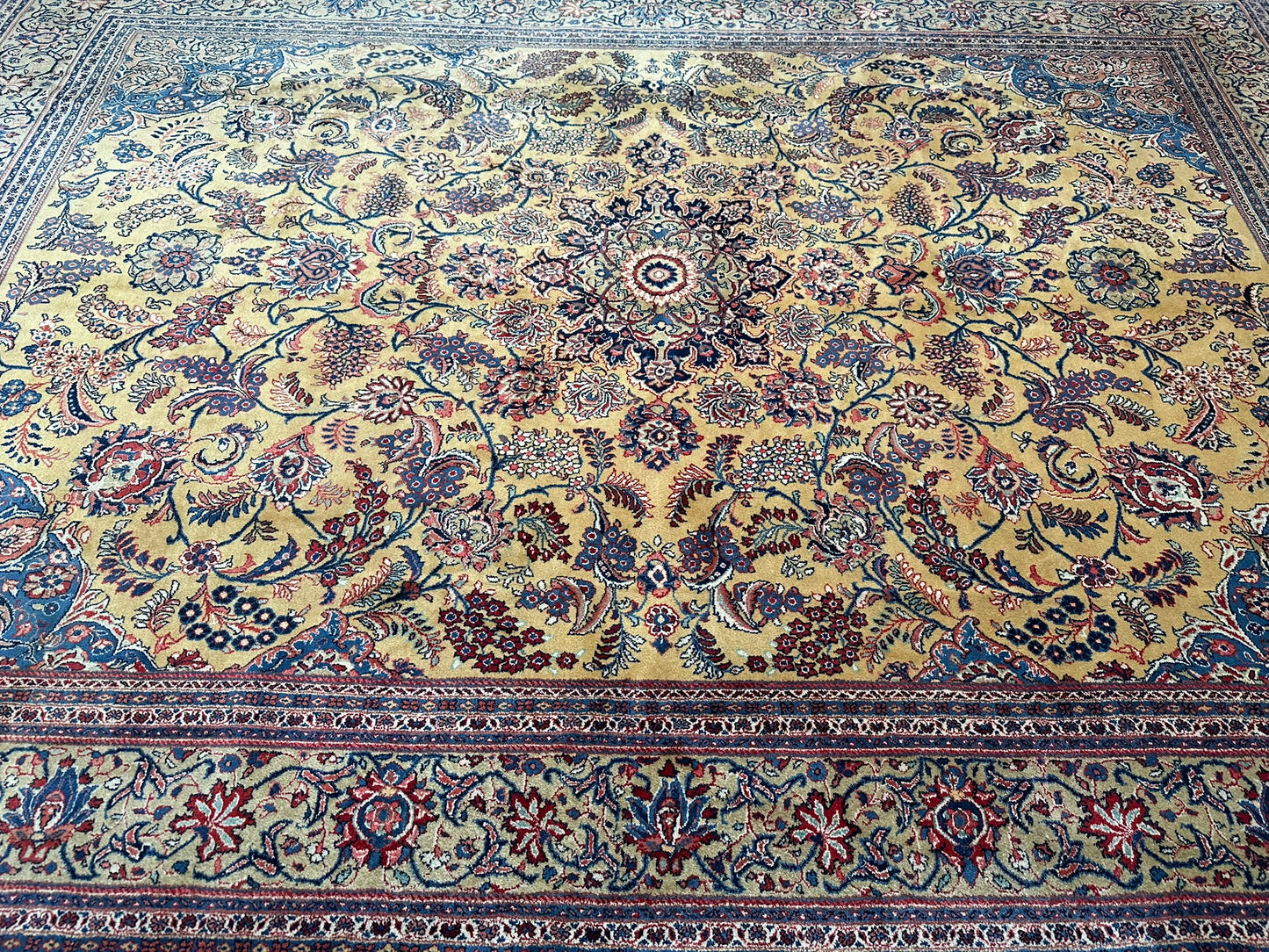 Handgeknüpfter Semi Antiker Teppich Sarouqh 420x300 cm – Naturfarben