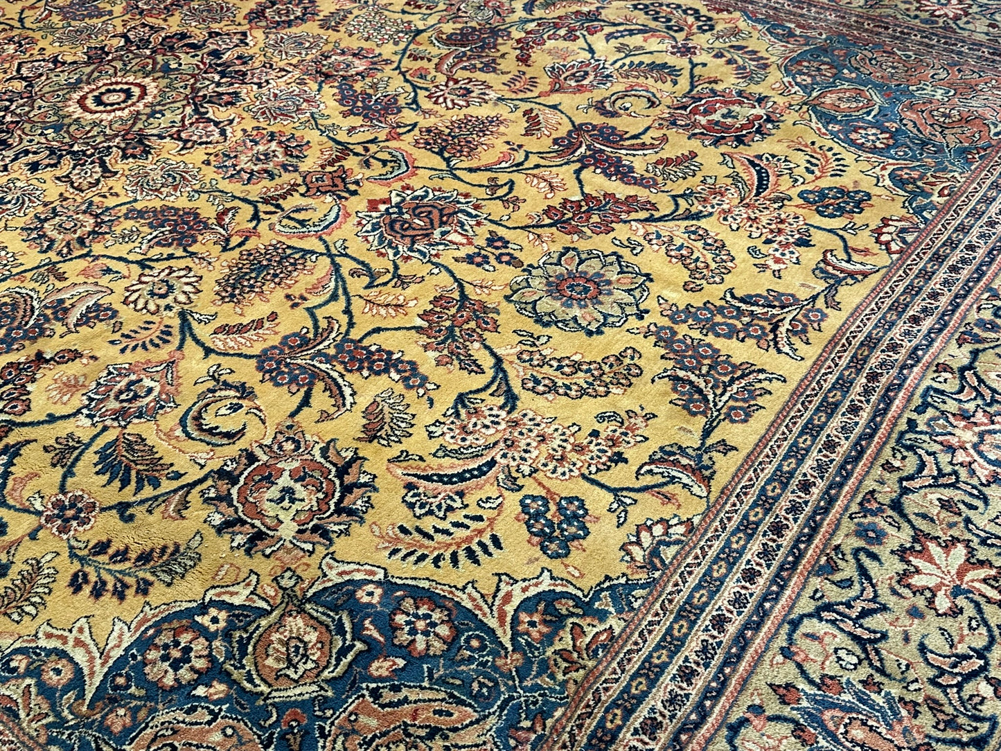 Handgeknüpfter Semi Antiker Teppich Sarouqh 420x300 cm – Naturfarben