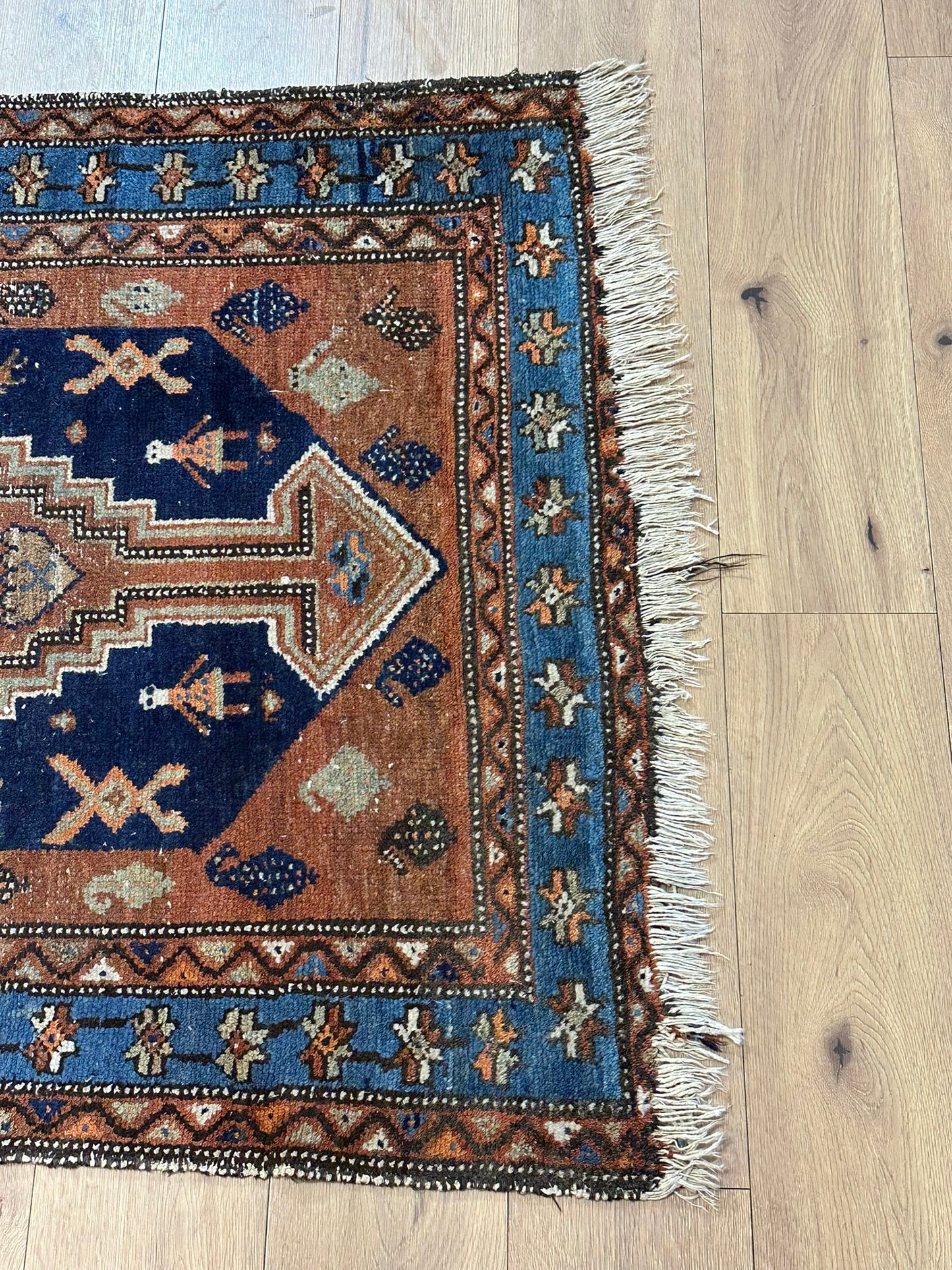 Antik Orientteppich handgeknüpft Malayer  Naturfarben 305x108 cm