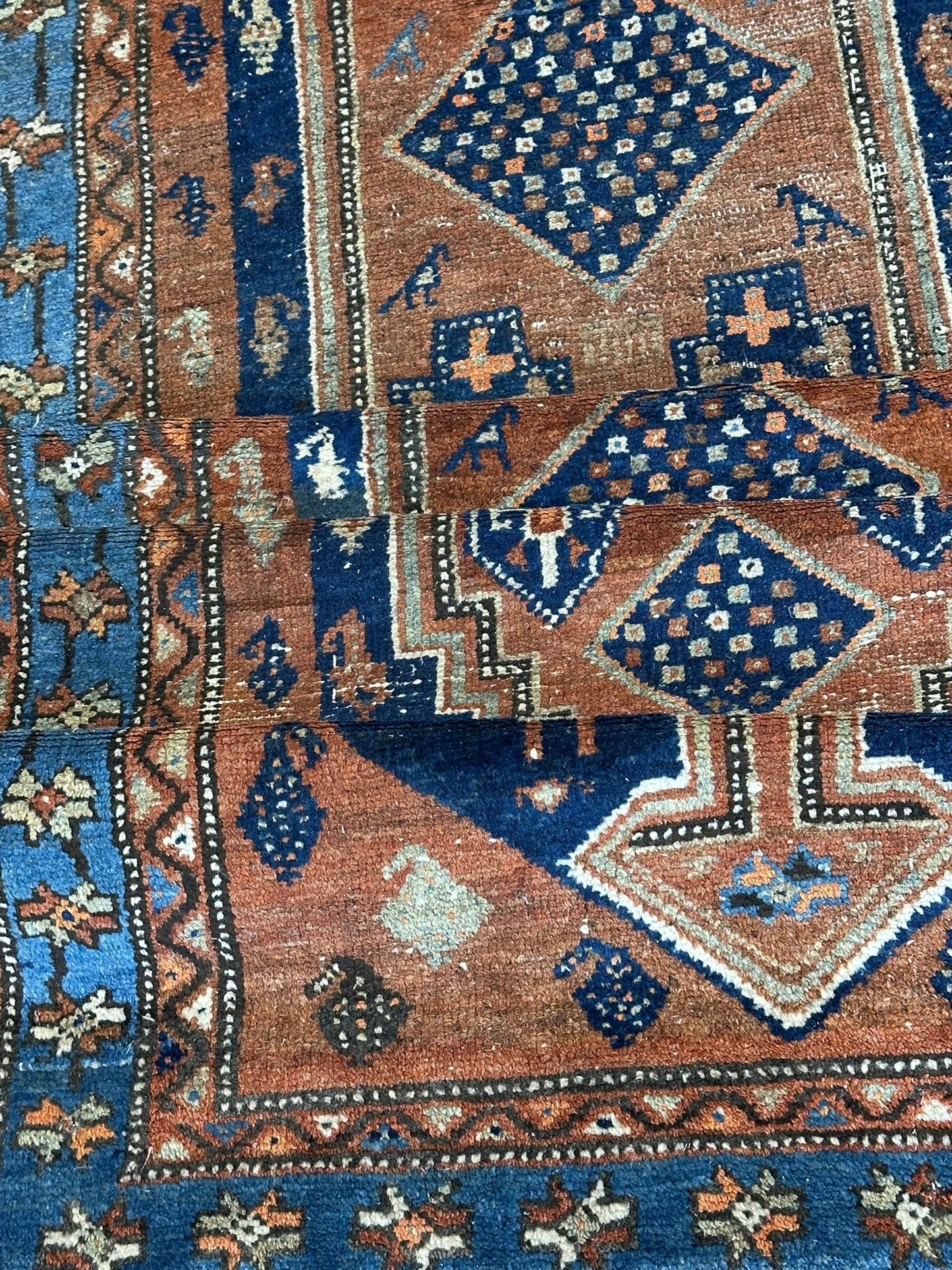 Antik Orientteppich handgeknüpft Malayer  Naturfarben 305x108 cm