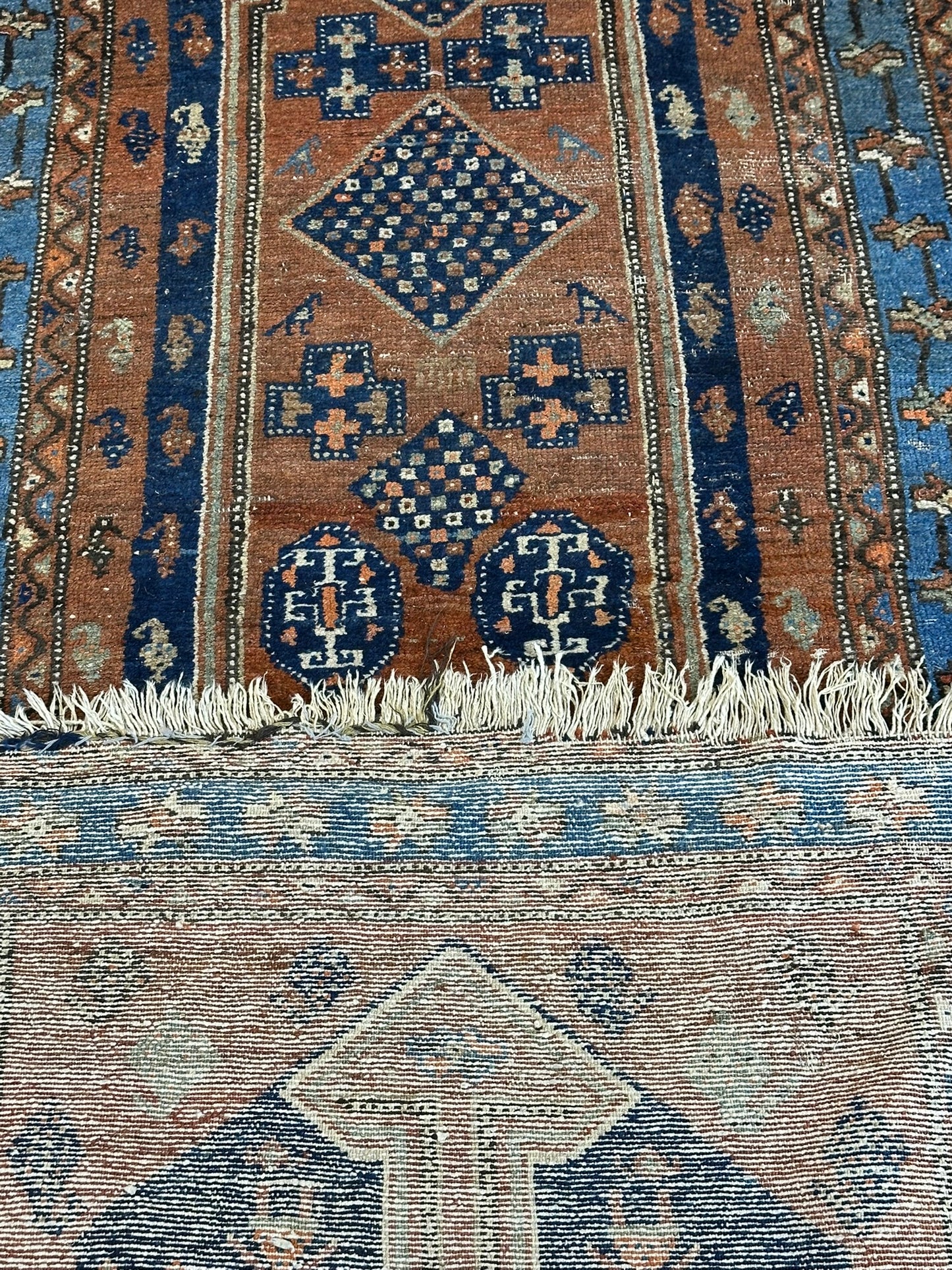 Antik Orientteppich handgeknüpft Malayer  Naturfarben 305x108 cm