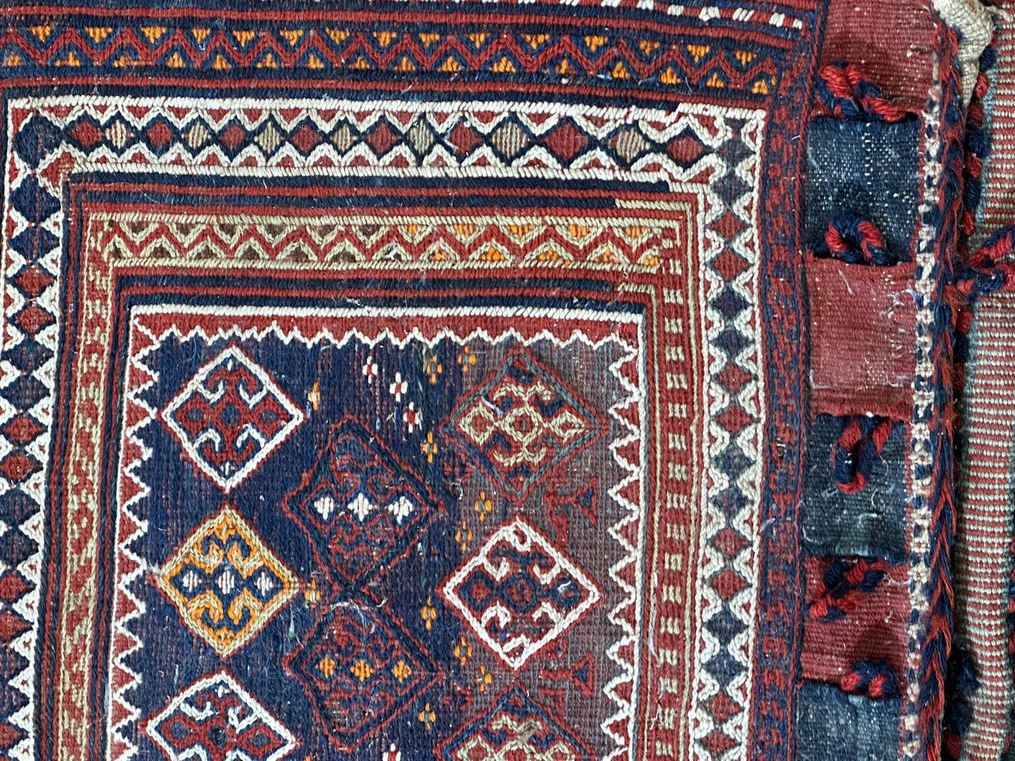 Antik Orientteppich handgeknüpft Bachtiari Salztsche  Naturfarben 92x60 cm