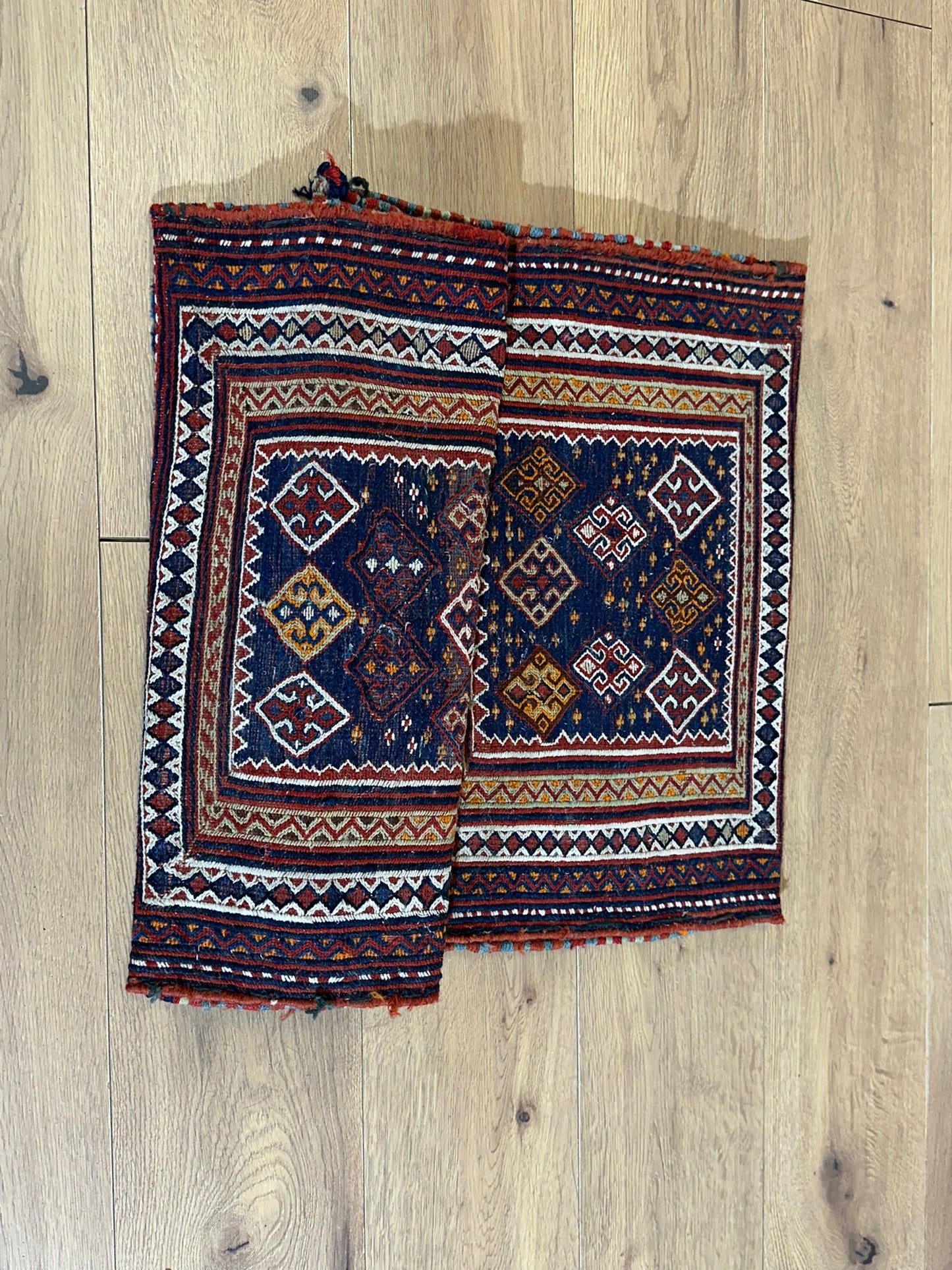 Antik Orientteppich handgeknüpft Bachtiari Salztsche  Naturfarben 92x60 cm