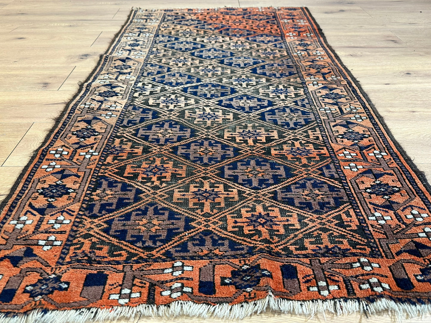 Orientteppich handgeknüpft Belutsch Wolle & Wolle 170x90 cm
