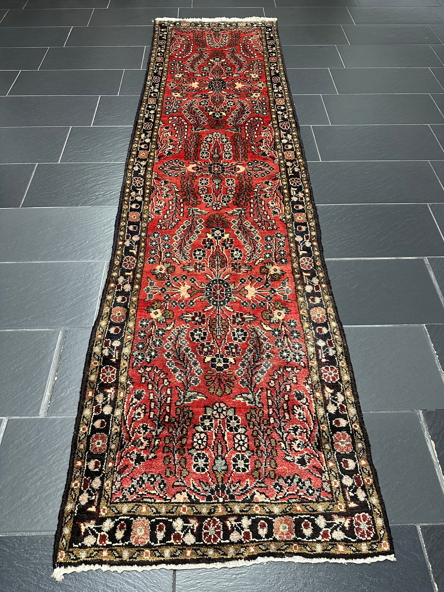 Handgeknüpfter Perser Orientteppich: Hamadan Läufer 320x83cm