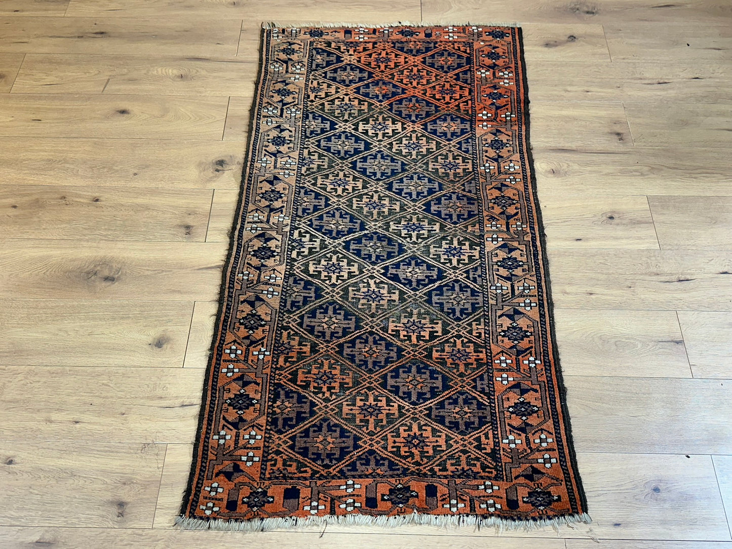 Orientteppich handgeknüpft Belutsch Wolle & Wolle 170x90 cm