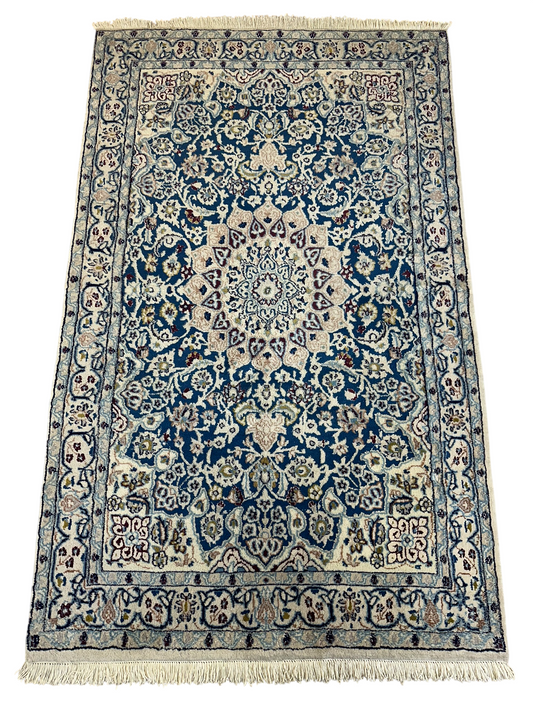 Orientteppich handgeknüpft Nain mit Seide 190x120 cm