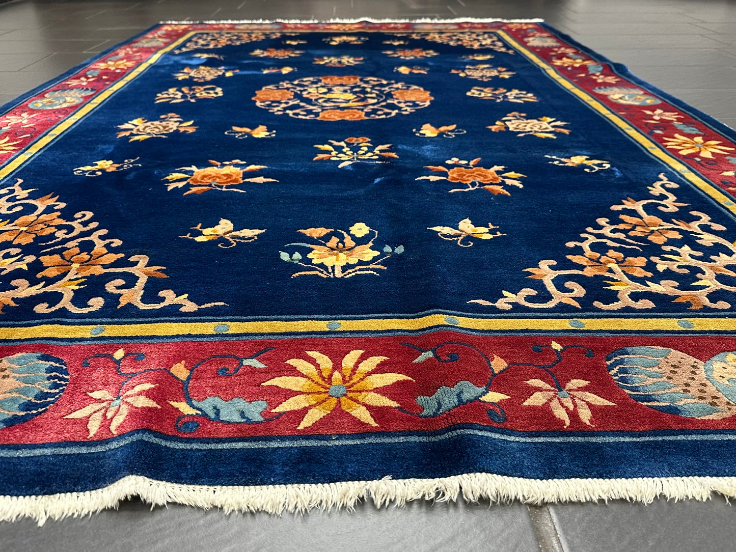 Antiker Handgeknüpfter China Art Deco Teppich 267x180 cm
