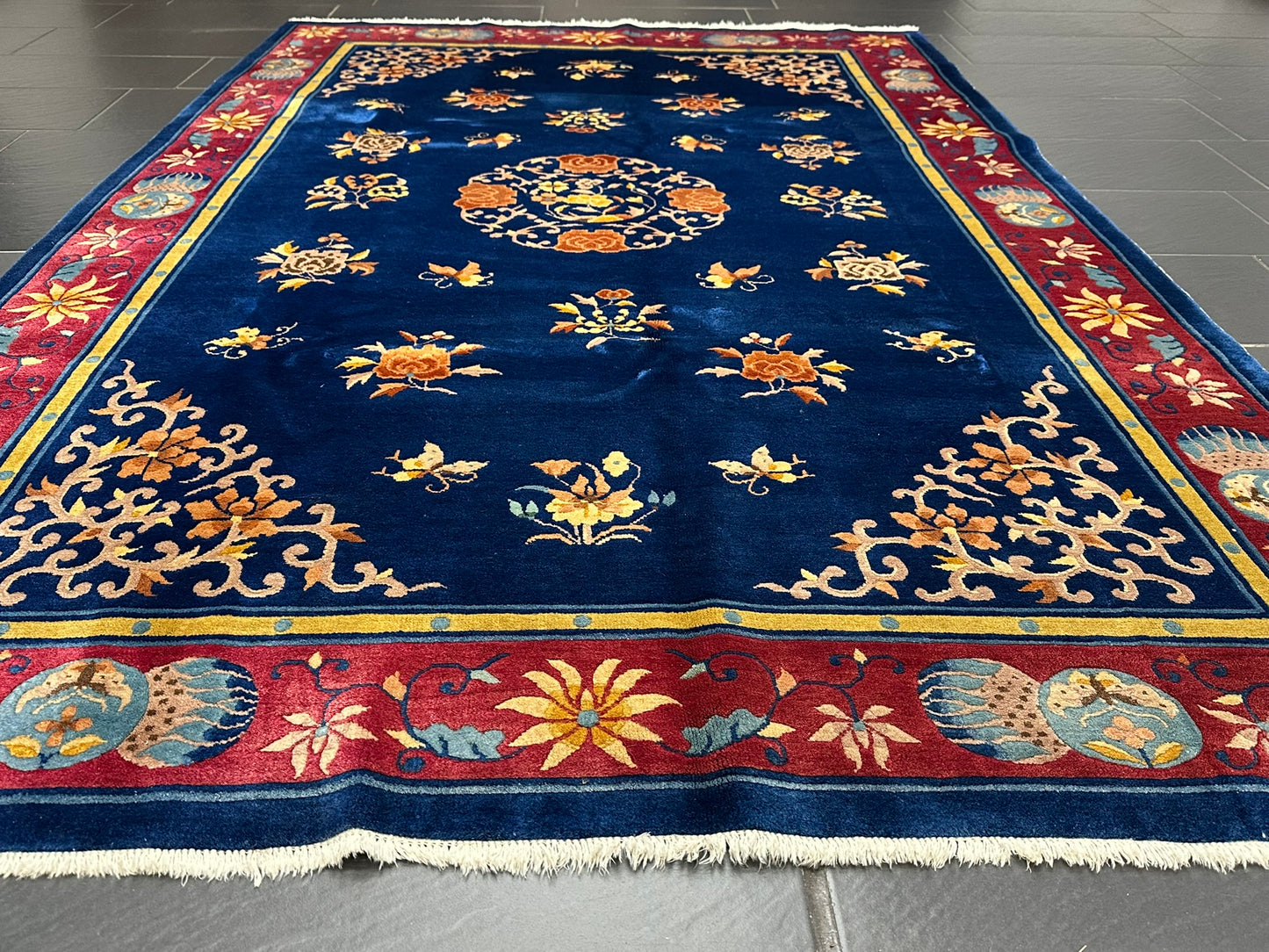 Antiker Handgeknüpfter China Art Deco Teppich 267x180 cm