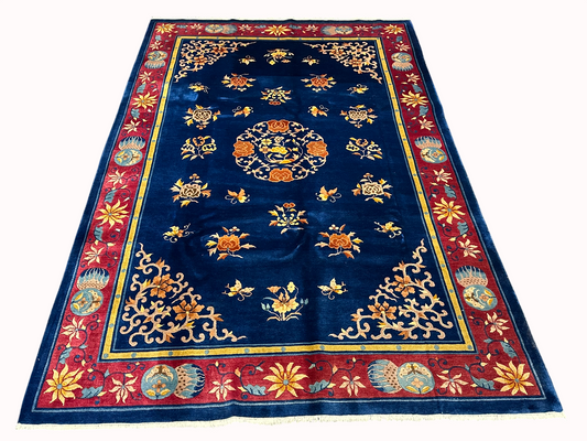 Antiker Handgeknüpfter China Art Deco Teppich 267x180 cm
