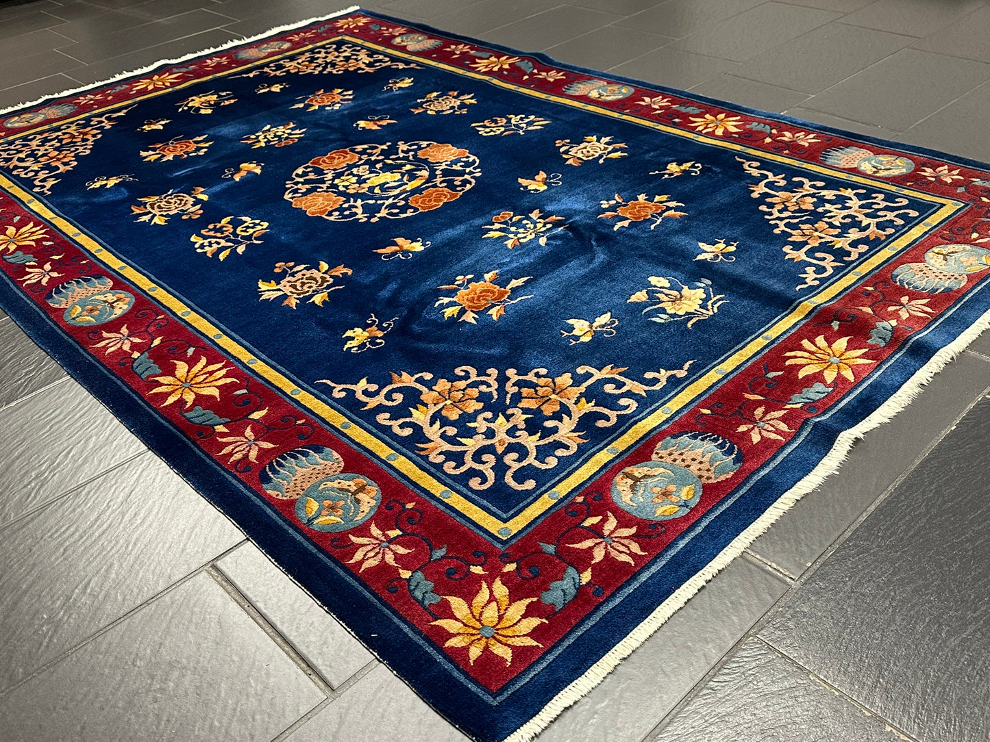 Antiker Handgeknüpfter China Art Deco Teppich 267x180 cm