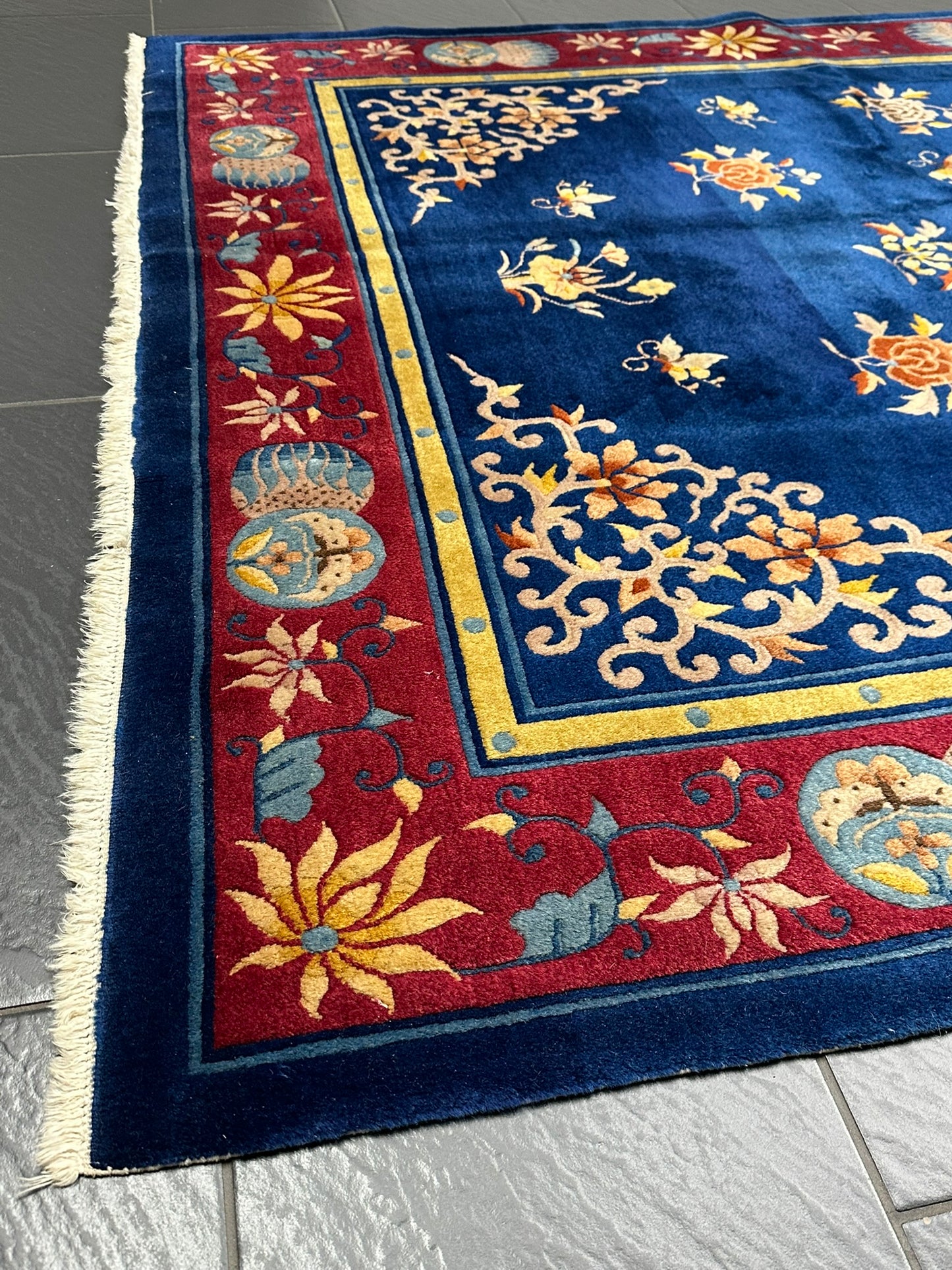 Antiker Handgeknüpfter China Art Deco Teppich 267x180 cm
