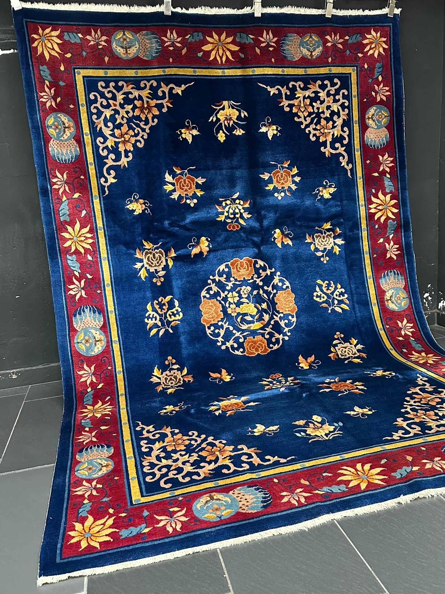 Antiker Handgeknüpfter China Art Deco Teppich 267x180 cm