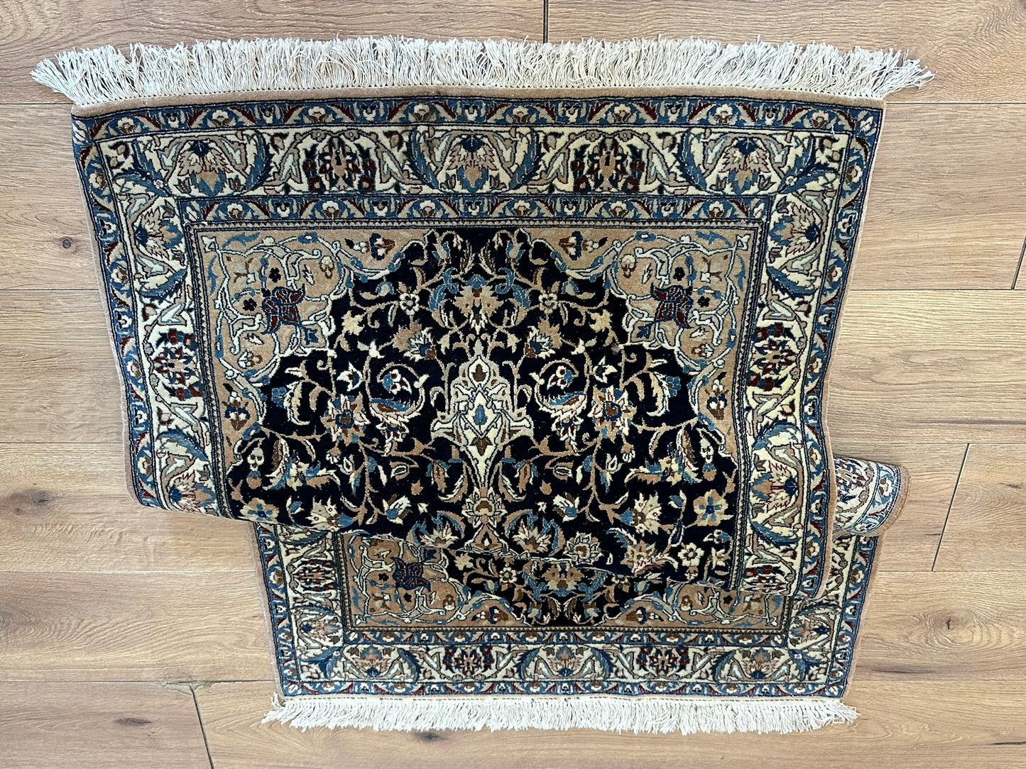 Handgeknüpfter Perser Teppich Nain 130x78 cm – Korkwolle mit Seide