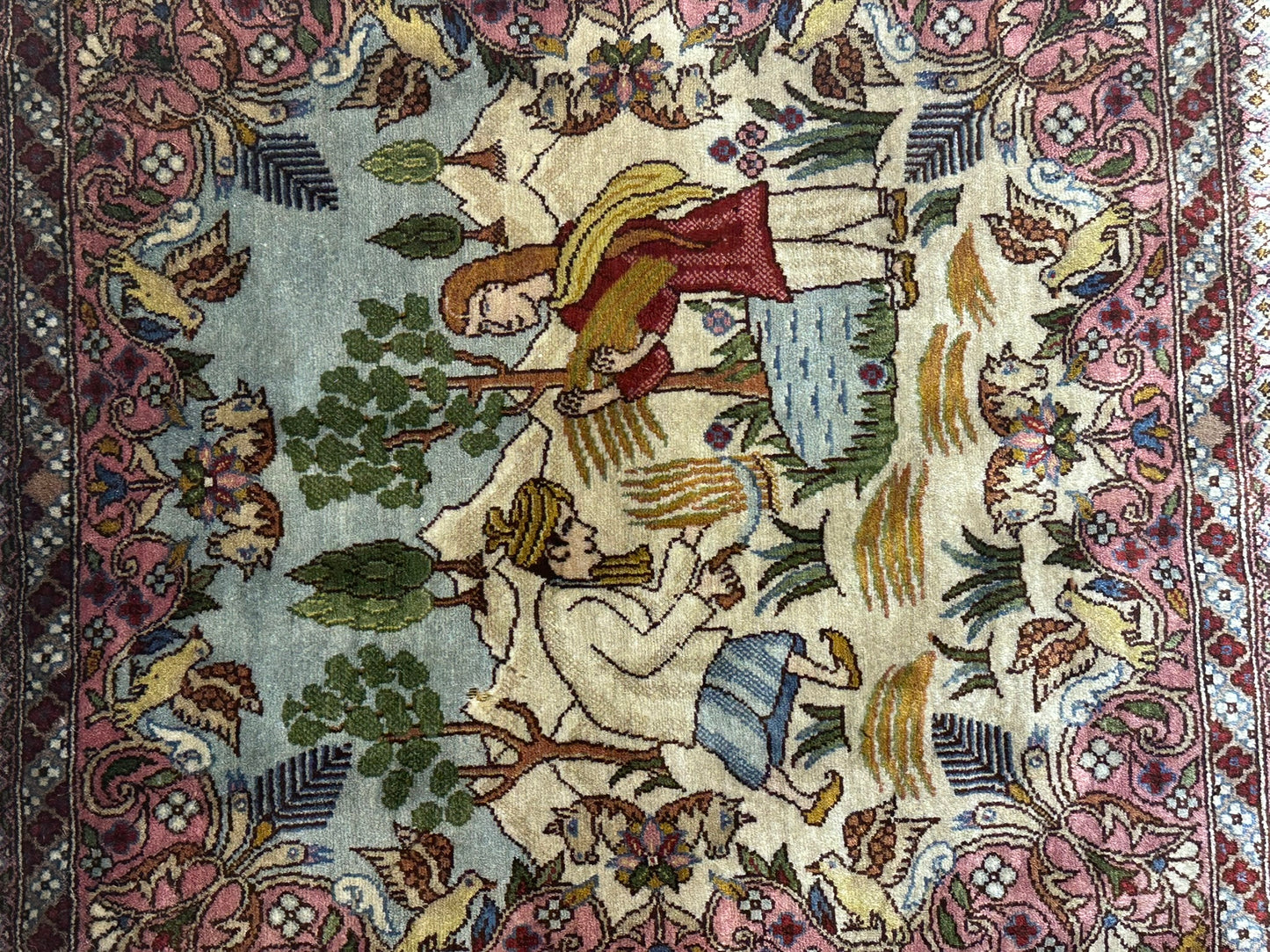 Orientteppich handgeknüpft Türkmen Hereke Bildteppich Bildmotiv 67x60 cm