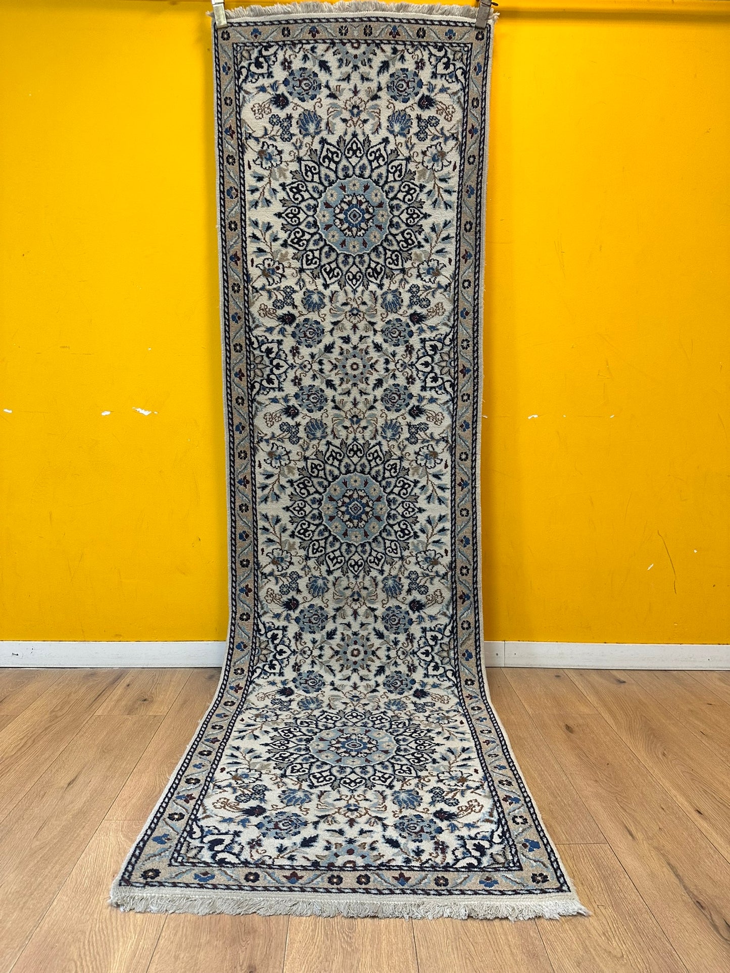 Handgeknüpfter Perser Läufer Nain 280x80 cm – Wolle mit Seide